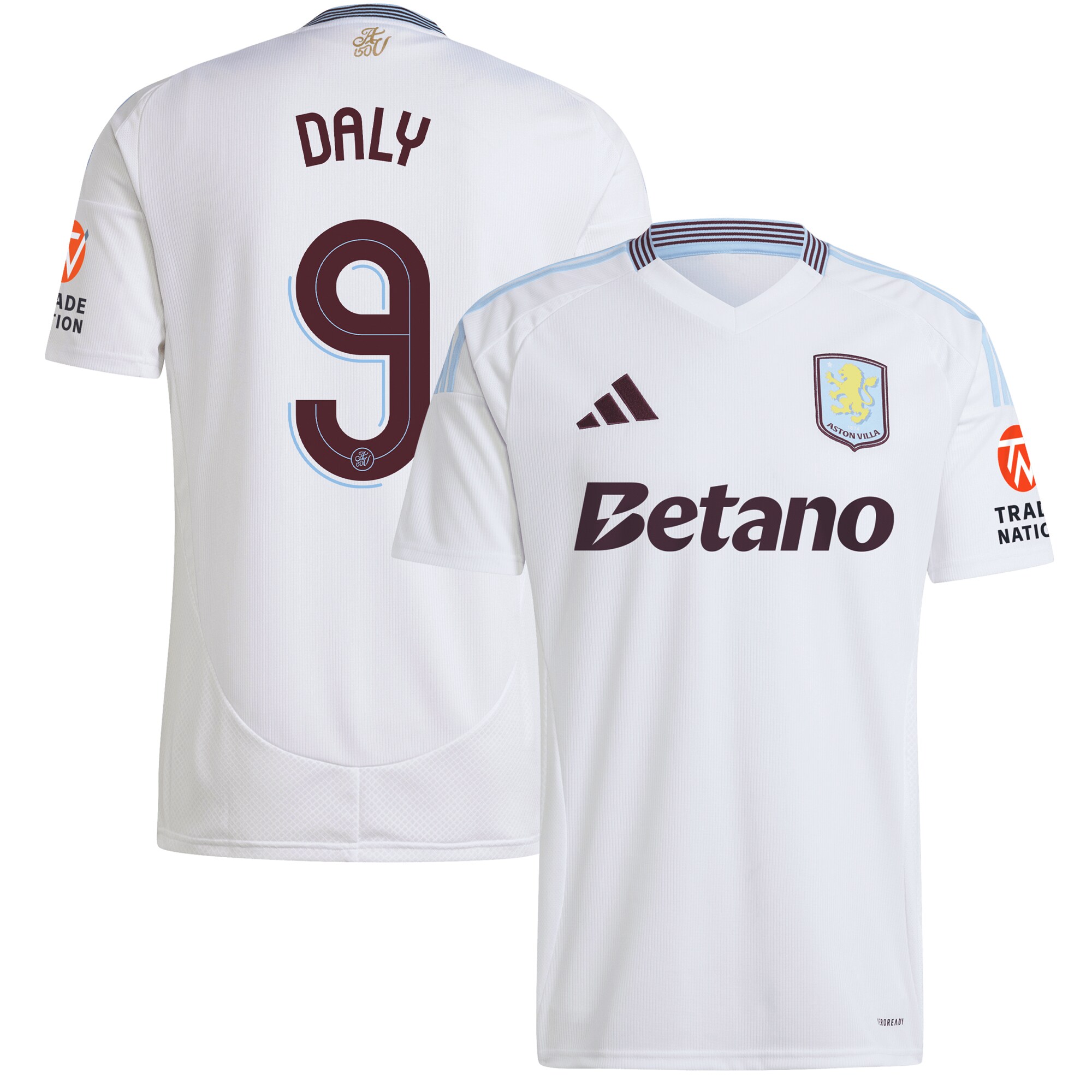 Aston Villa Shirts - aston villa adidas away shirt 2024-25 with daly 9 cup printing Collection of Official Fan Gear
