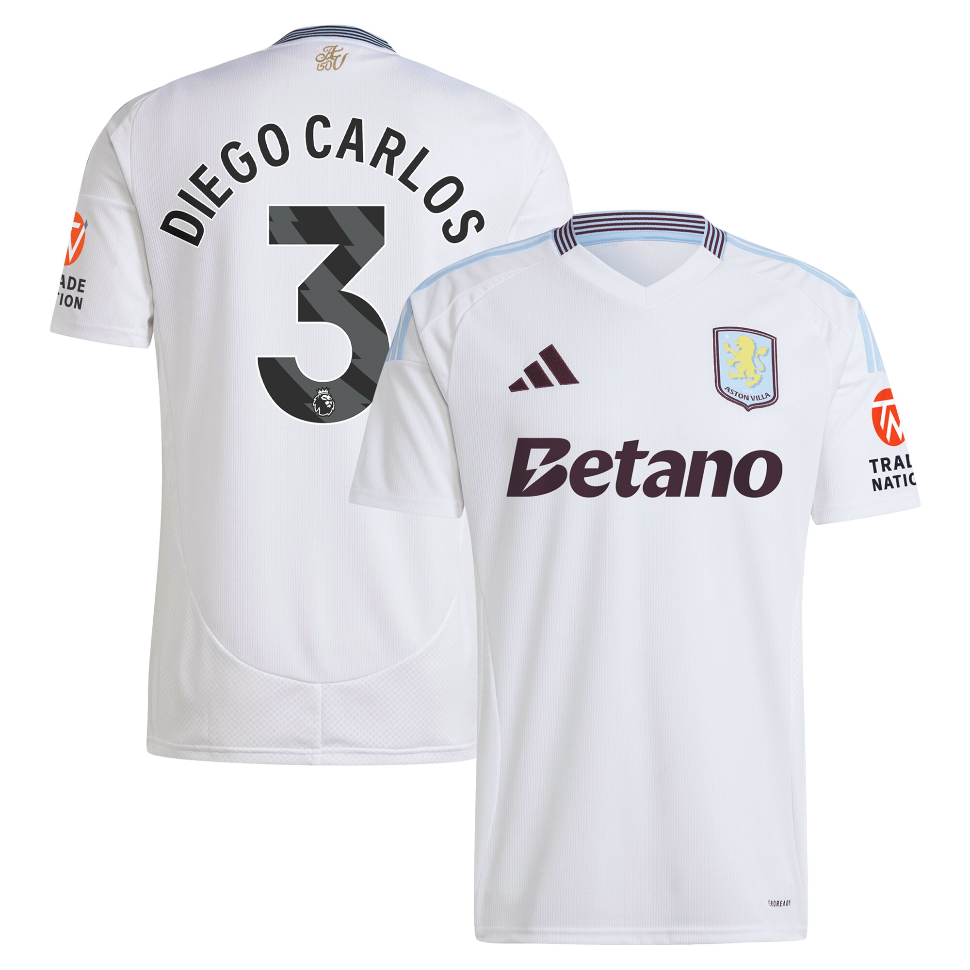 Aston Villa Shirts - aston villa adidas away shirt 2024-25 with diego carlos 3 printing Collection of Official Fan Gear