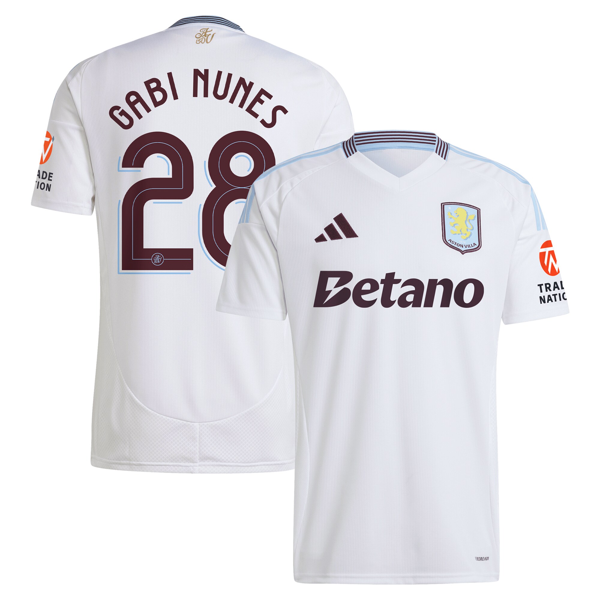 Aston Villa Shirts - aston villa adidas away shirt 2024-25 with gabi nunes 28 cup printing Collection of Official Fan Gear