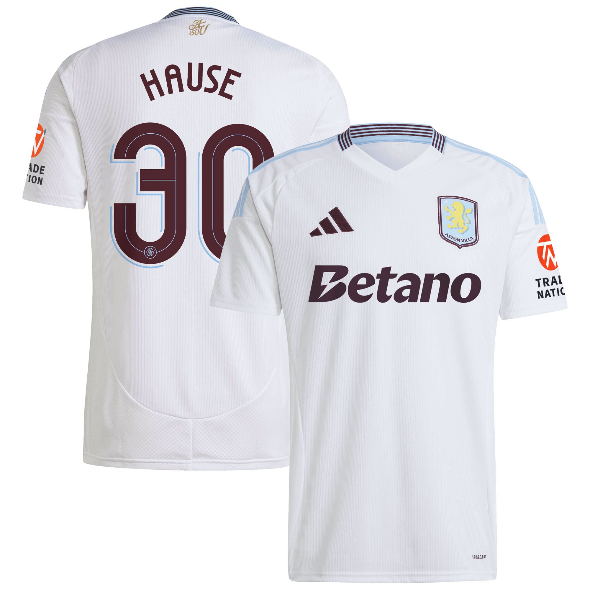 Aston Villa Shirts - aston villa adidas away shirt 2024-25 with hause 30 cup printing Collection of Official Fan Gear