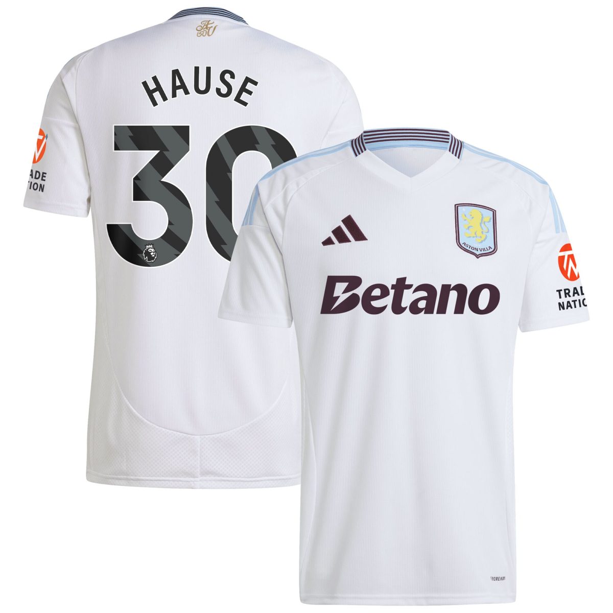 Aston Villa Shirts - aston villa adidas away shirt 2024-25 with hause 30 printing Collection of Official Fan Gear
