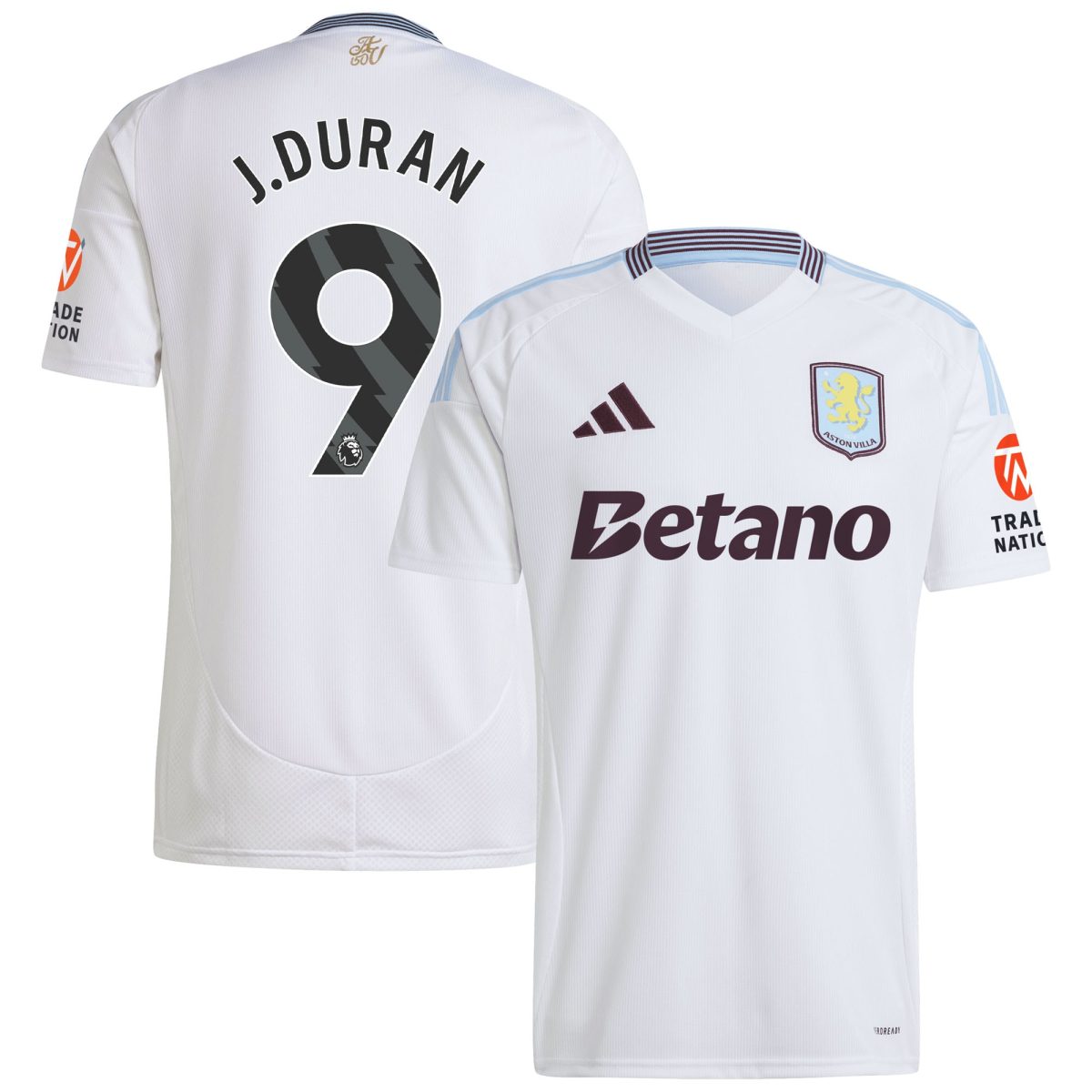 Aston Villa Shirts - aston villa adidas away shirt 2024-25 with j.duran 9 printing Collection of Official Fan Gear