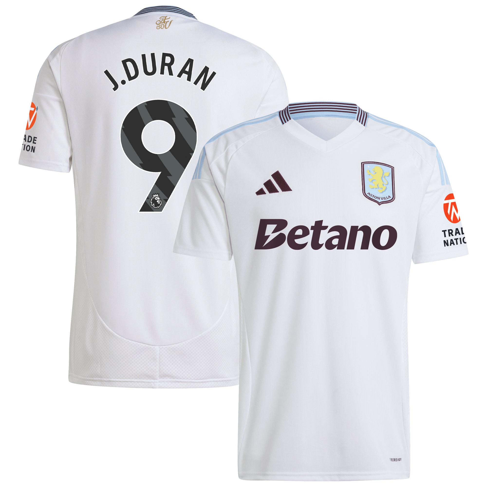 Aston Villa Shirts - aston villa adidas away shirt 2024-25 with j.duran 9 printing Collection of Official Fan Gear