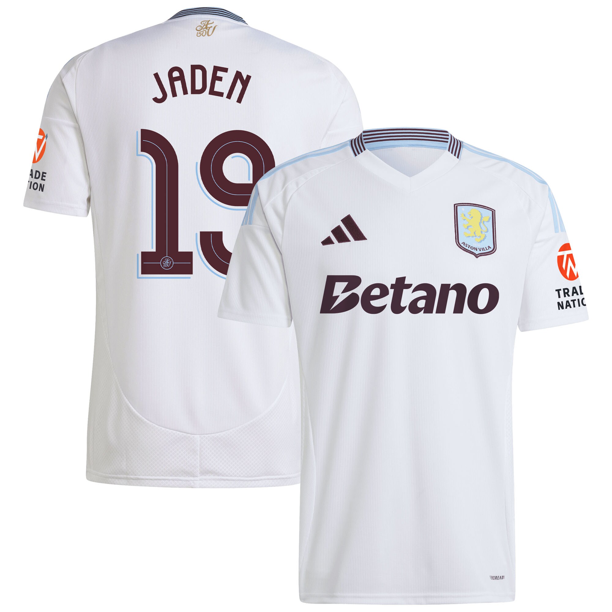 Aston Villa Shirts - aston villa adidas away shirt 2024-25 with jaden 19 cup printing Collection of Official Fan Gear