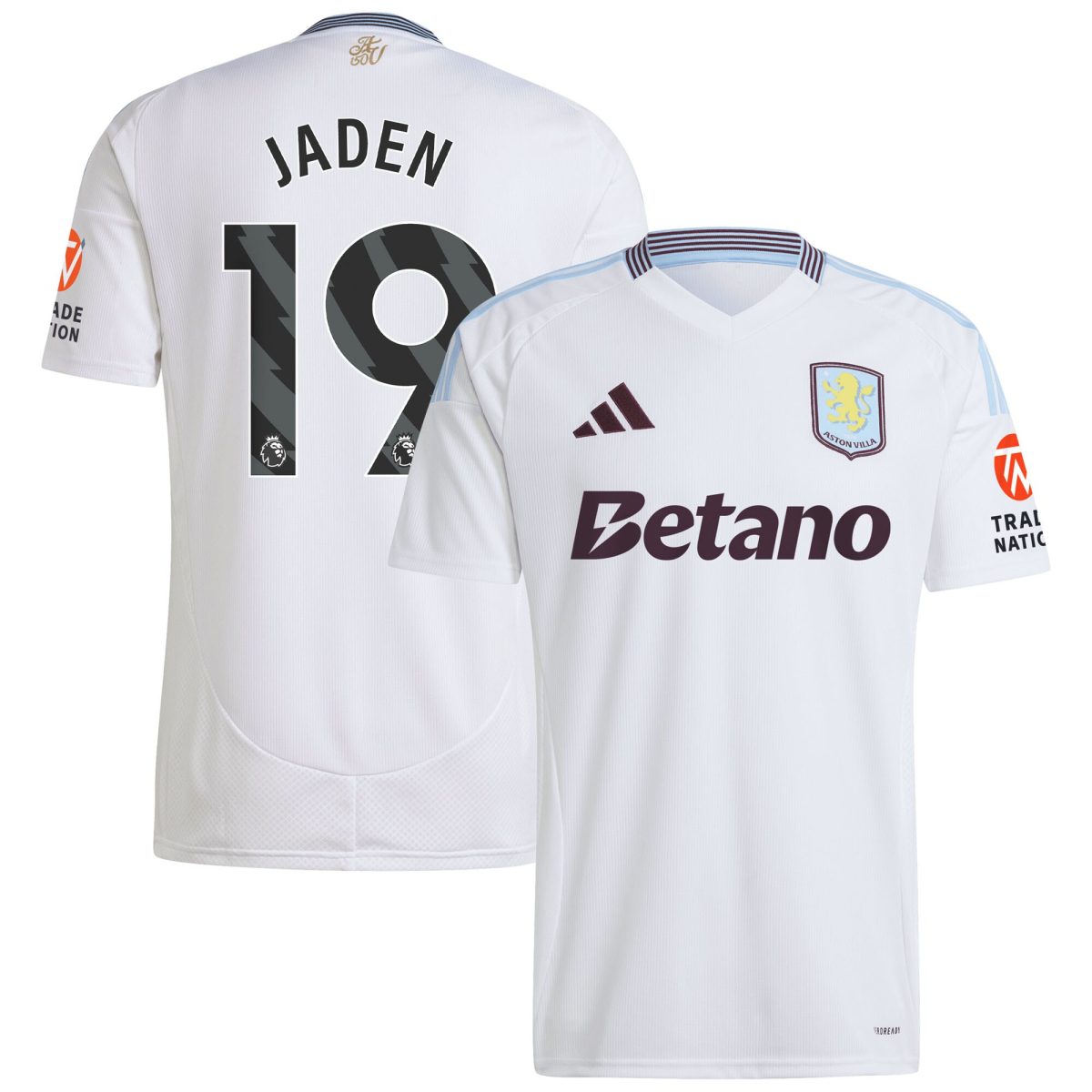 Aston Villa Shirts - aston villa adidas away shirt 2024-25 with jaden 19 printing Collection of Official Fan Gear