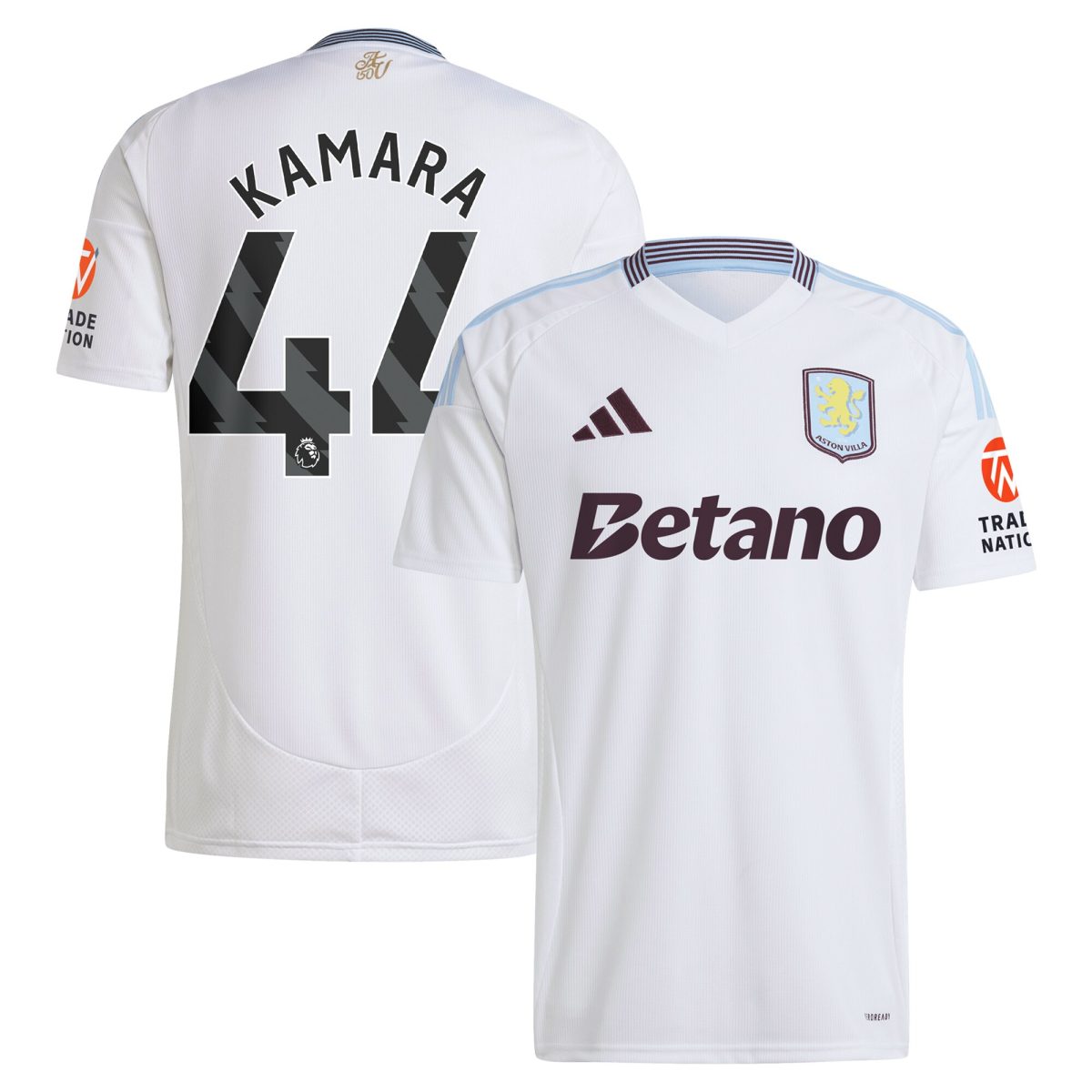 Aston Villa Shirts - aston villa adidas away shirt 2024-25 with kamara 44 printing Collection of Official Fan Gear