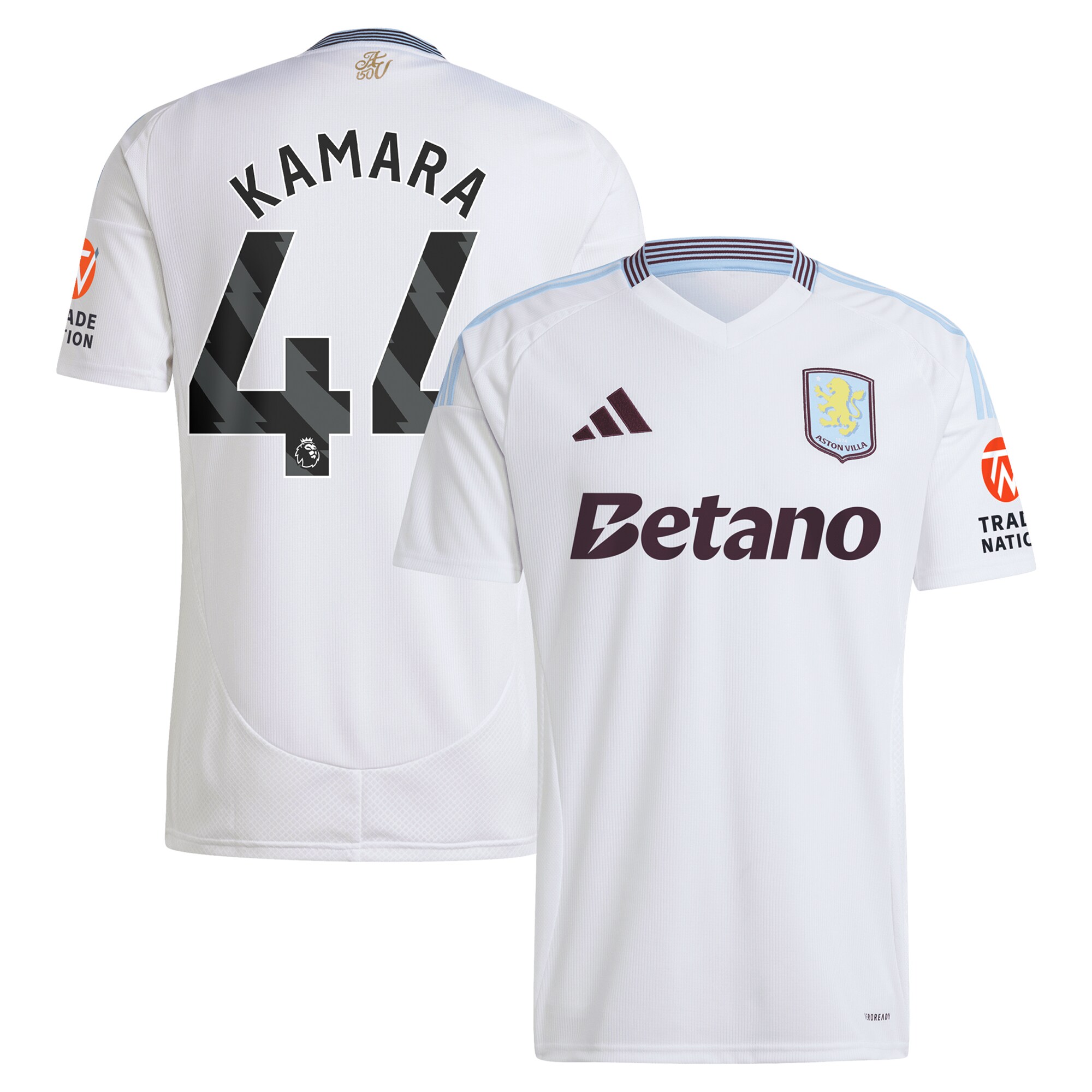Aston Villa Shirts - aston villa adidas away shirt 2024-25 with kamara 44 printing Collection of Official Fan Gear