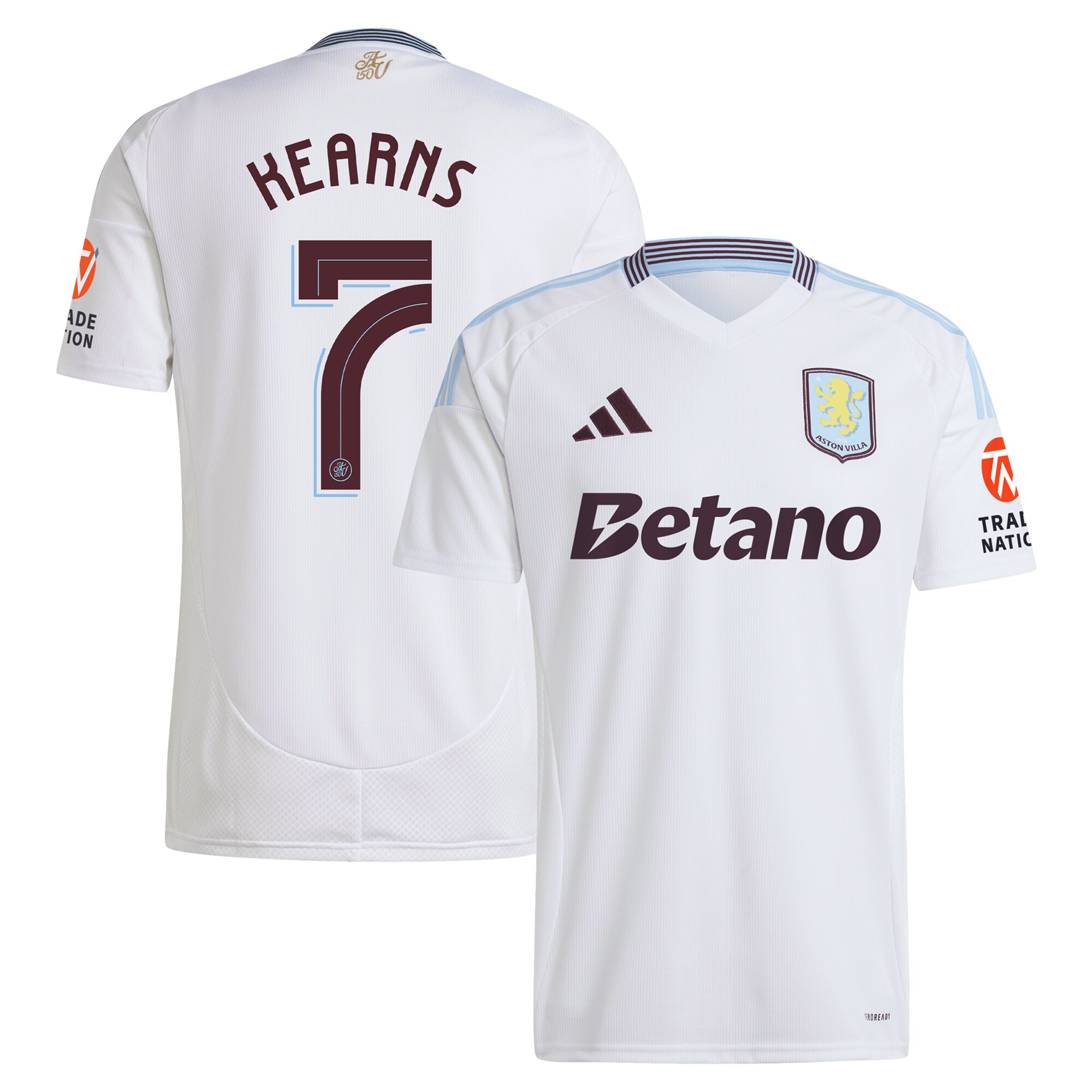 Aston Villa Shirts - aston villa adidas away shirt 2024-25 with kearns 7 cup printing Collection of Official Fan Gear