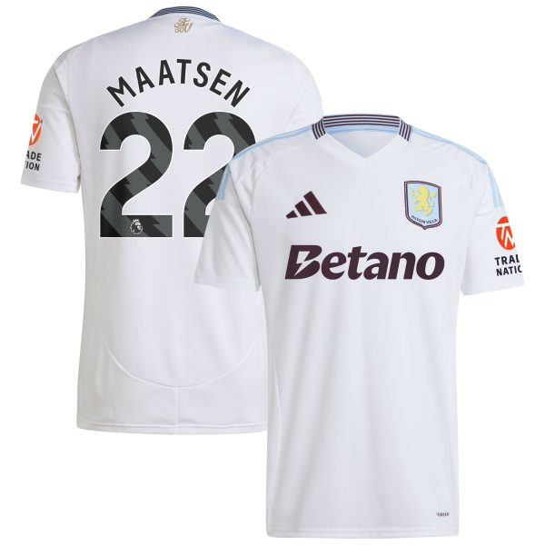 Aston Villa Shirts - aston villa adidas away shirt 2024-25 with maatsen 22 printing Collection of Official Fan Gear