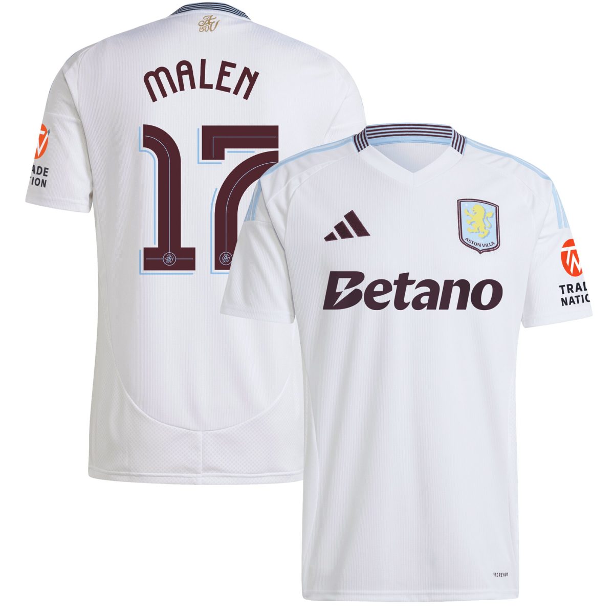 Aston Villa Shirts - aston villa adidas away shirt 2024-25 with malen 17 cup printing Collection of Official Fan Gear