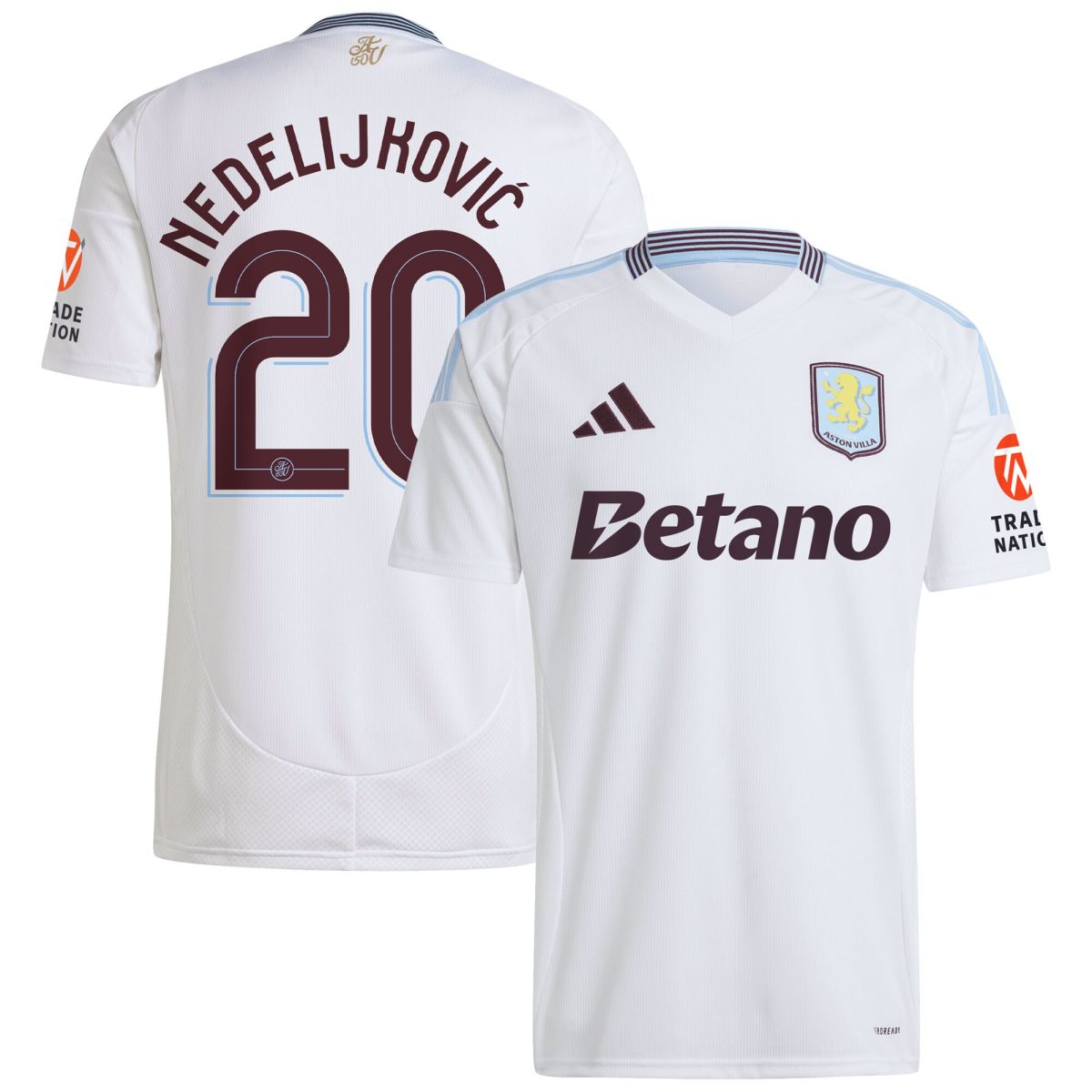 Aston Villa Shirts - aston villa adidas away shirt 2024-25 with nedeljković 20 cup printing Collection of Official Fan Gear