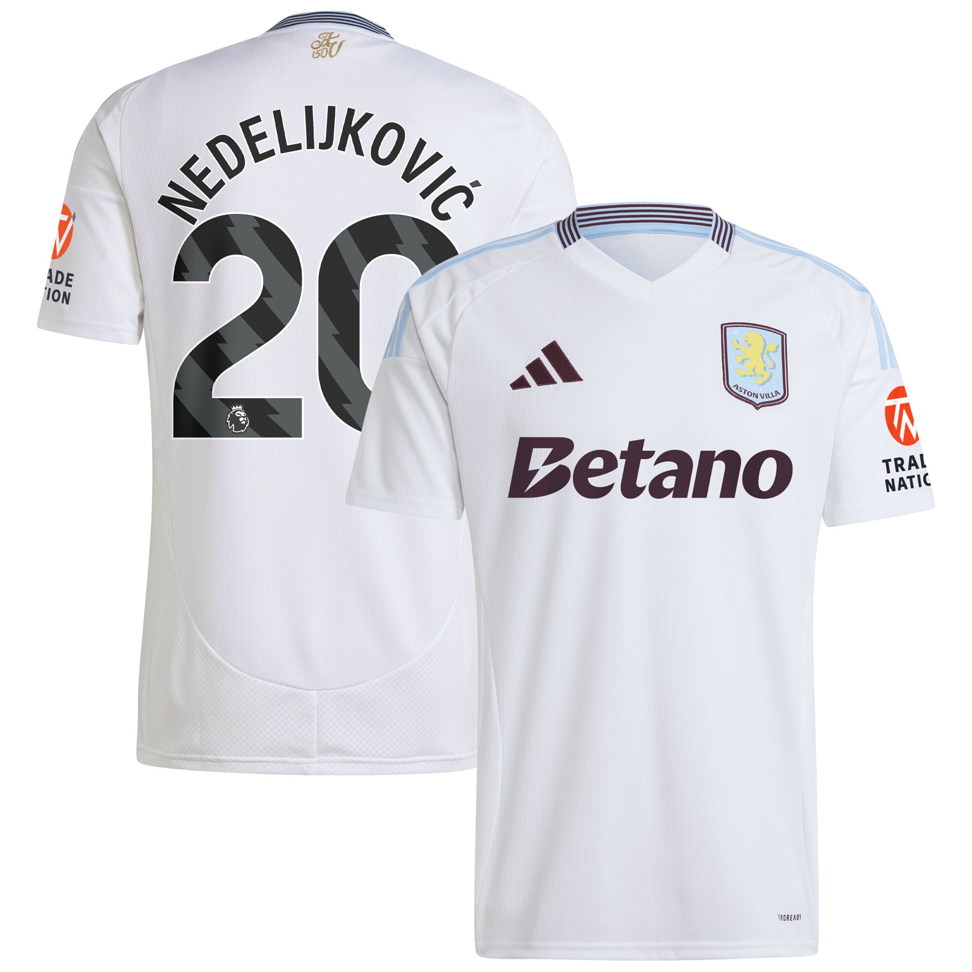 Aston Villa Shirts - aston villa adidas away shirt 2024-25 with nedeljković 20 printing Collection of Official Fan Gear