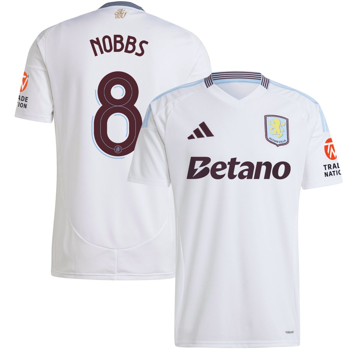 Aston Villa Shirts - aston villa adidas away shirt 2024-25 with nobbs 8 cup printing Collection of Official Fan Gear