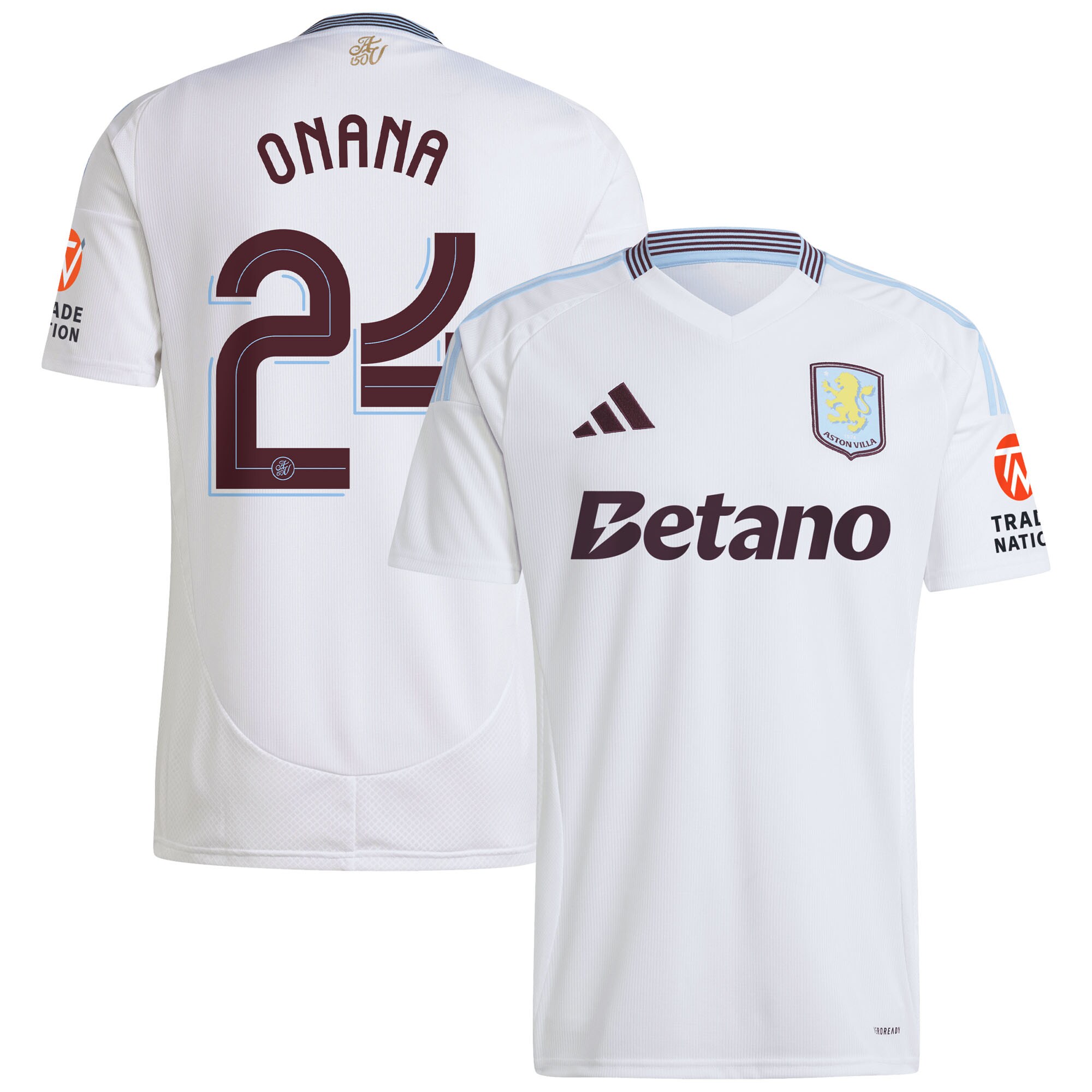 Aston Villa Shirts - aston villa adidas away shirt 2024-25 with onana 24 cup printing Collection of Official Fan Gear