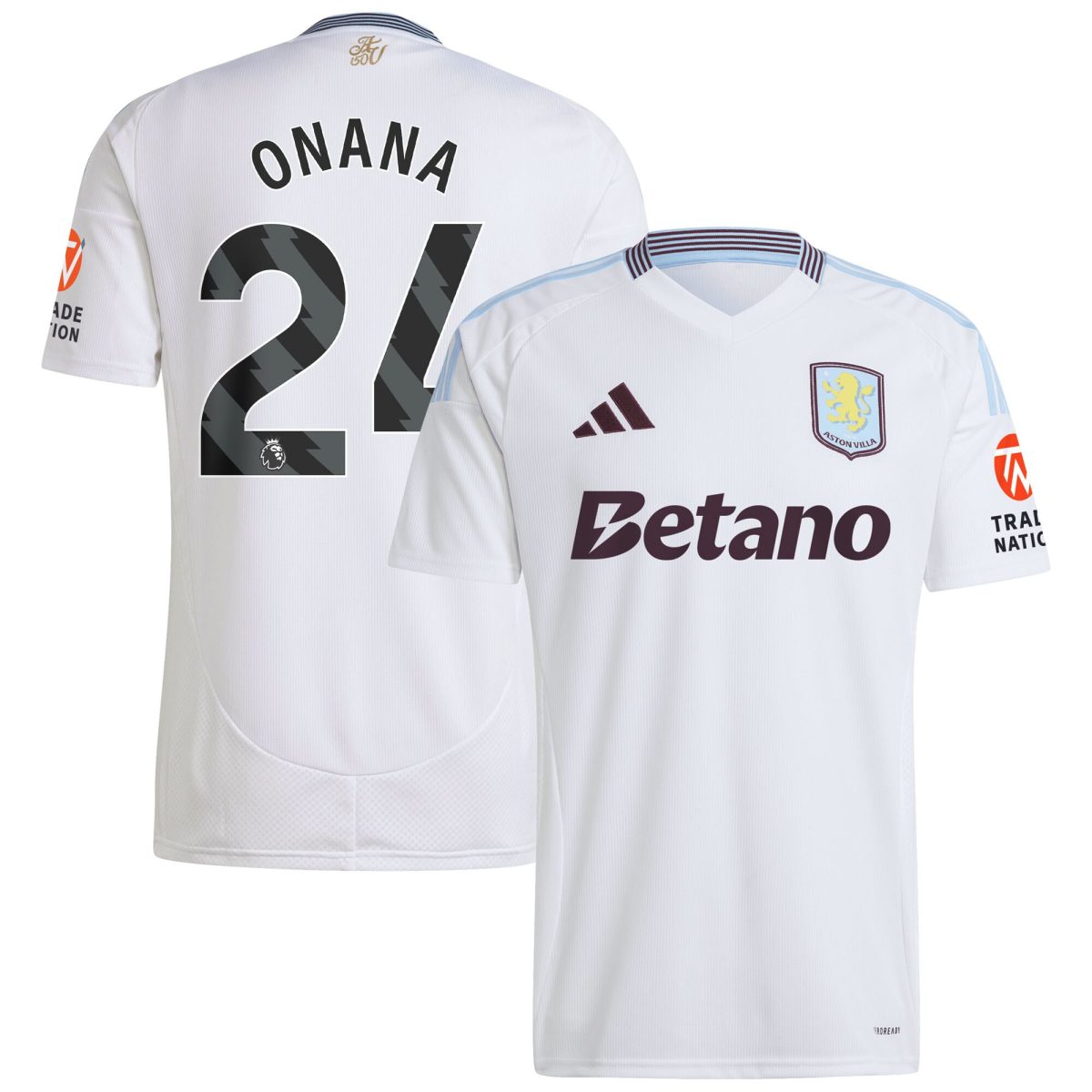 Aston Villa Shirts - aston villa adidas away shirt 2024-25 with onana 24 printing Collection of Official Fan Gear