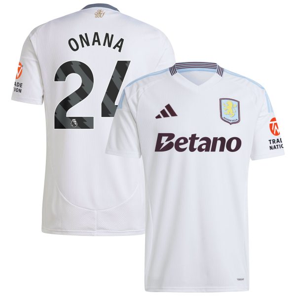 Aston Villa Shirts - aston villa adidas away shirt 2024-25 with onana 24 printing Collection of Official Fan Gear