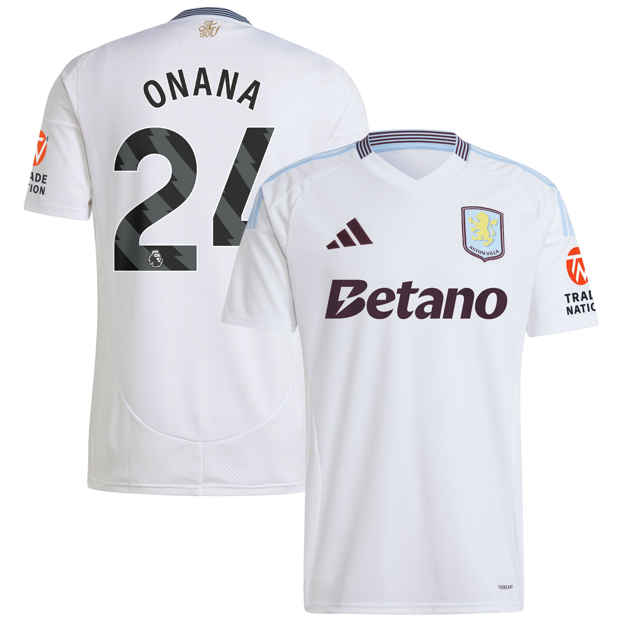 Aston Villa Shirts - aston villa adidas away shirt 2024-25 with onana 24 printing Collection of Official Fan Gear