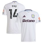 Aston Villa Shirts - aston villa adidas away shirt 2024-25 with pau 14 printing Collection of Official Fan Gear