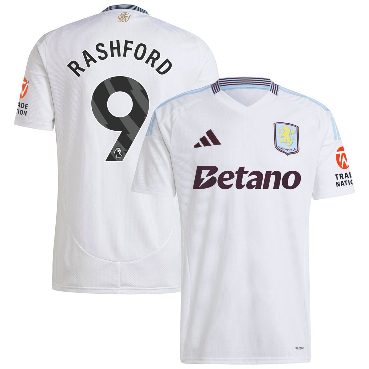 Aston Villa Shirts - aston villa adidas away shirt 2024-25 with rashford 9 printing Collection of Official Fan Gear