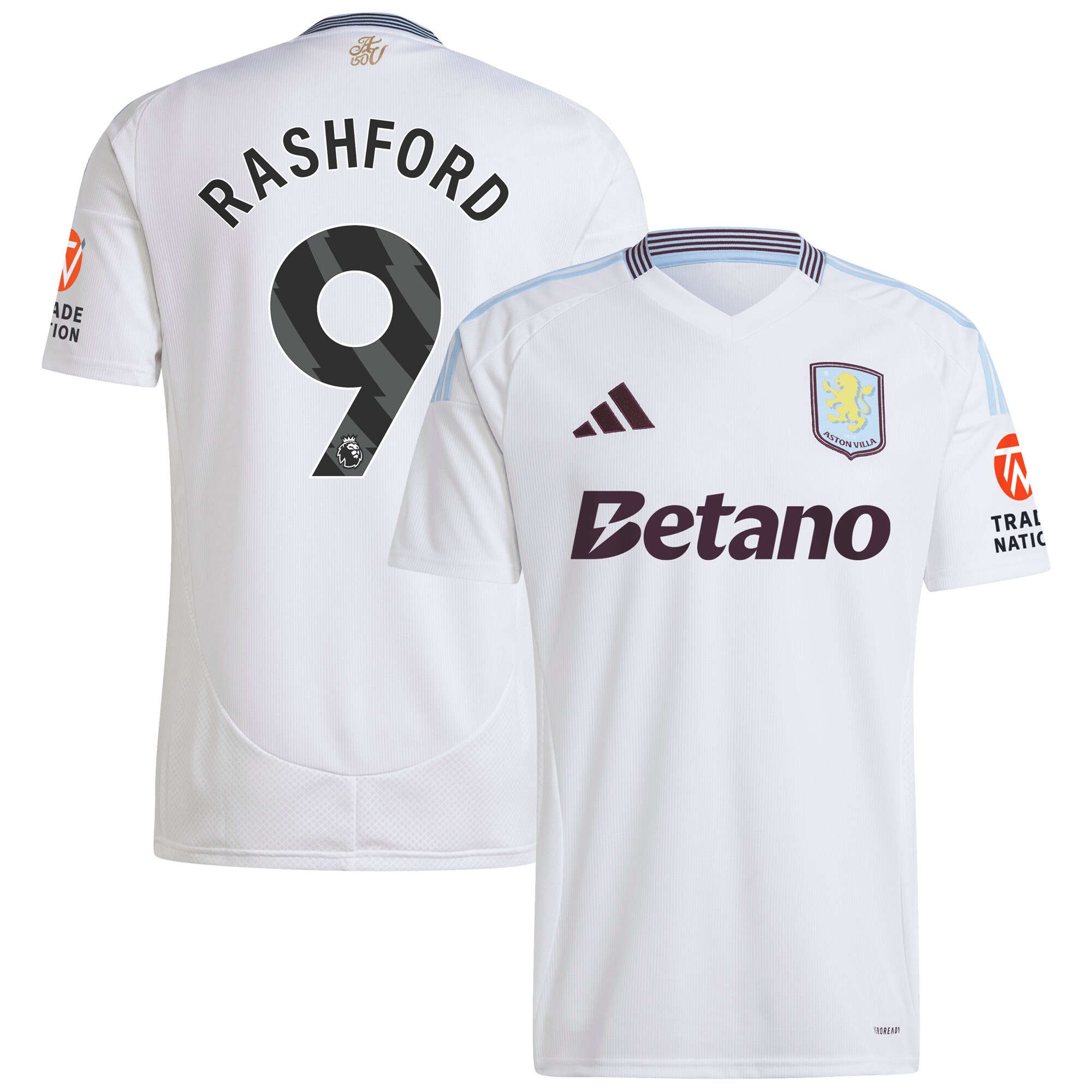 Aston Villa Shirts - aston villa adidas away shirt 2024-25 with rashford 9 printing Collection of Official Fan Gear