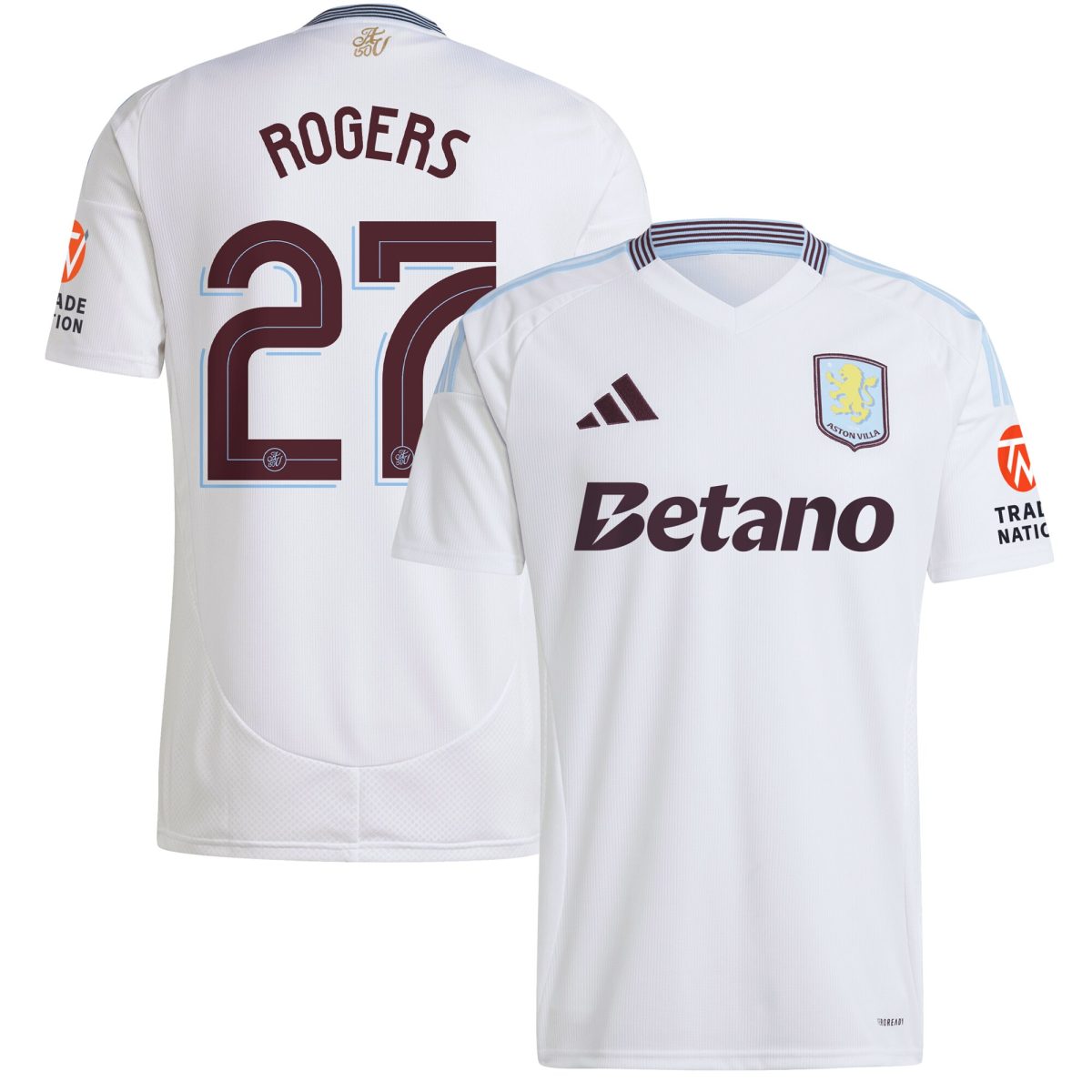 Aston Villa Shirts - aston villa adidas away shirt 2024-25 with rogers 27 cup printing Collection of Official Fan Gear