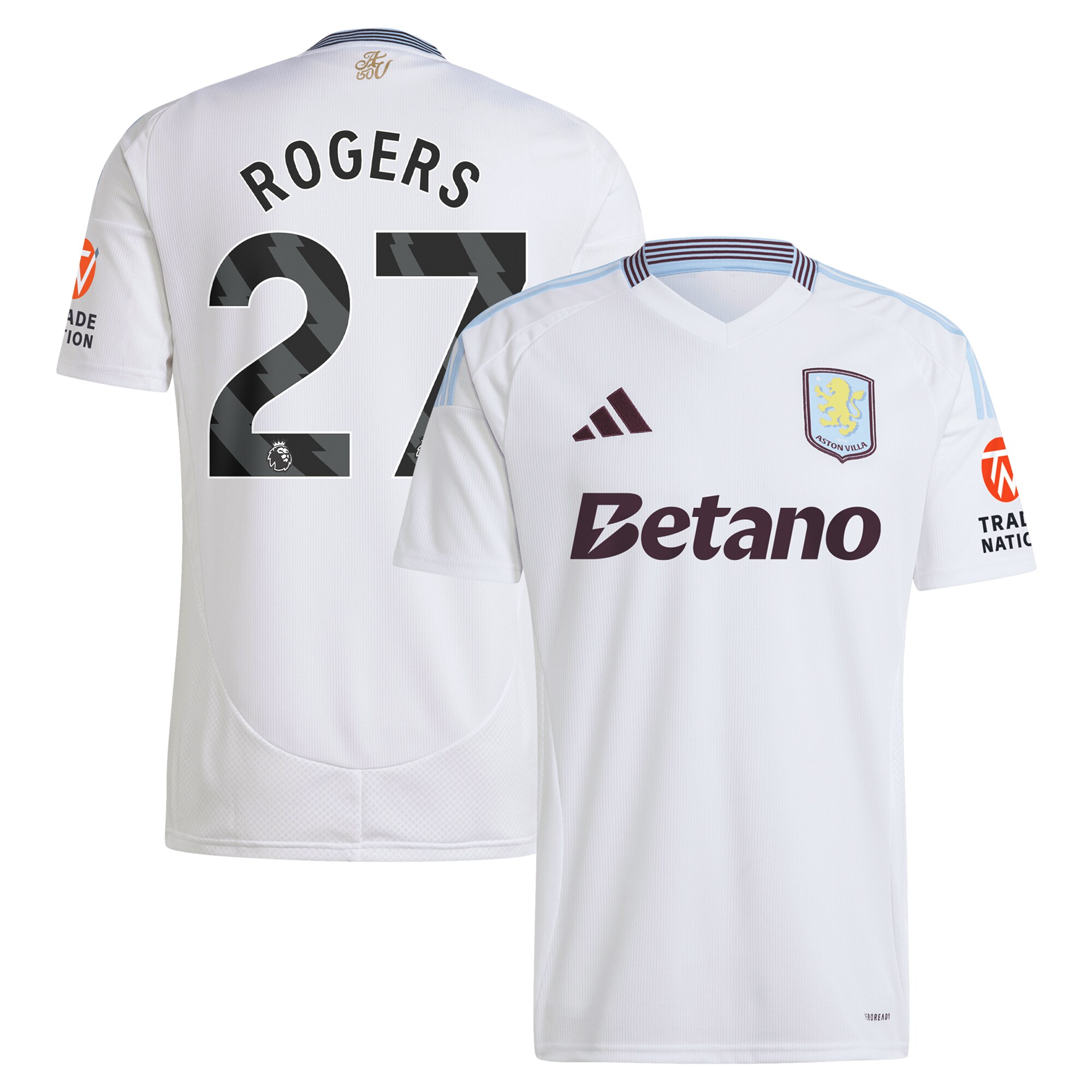 Aston Villa Shirts - aston villa adidas away shirt 2024-25 with rogers 27 printing Collection of Official Fan Gear