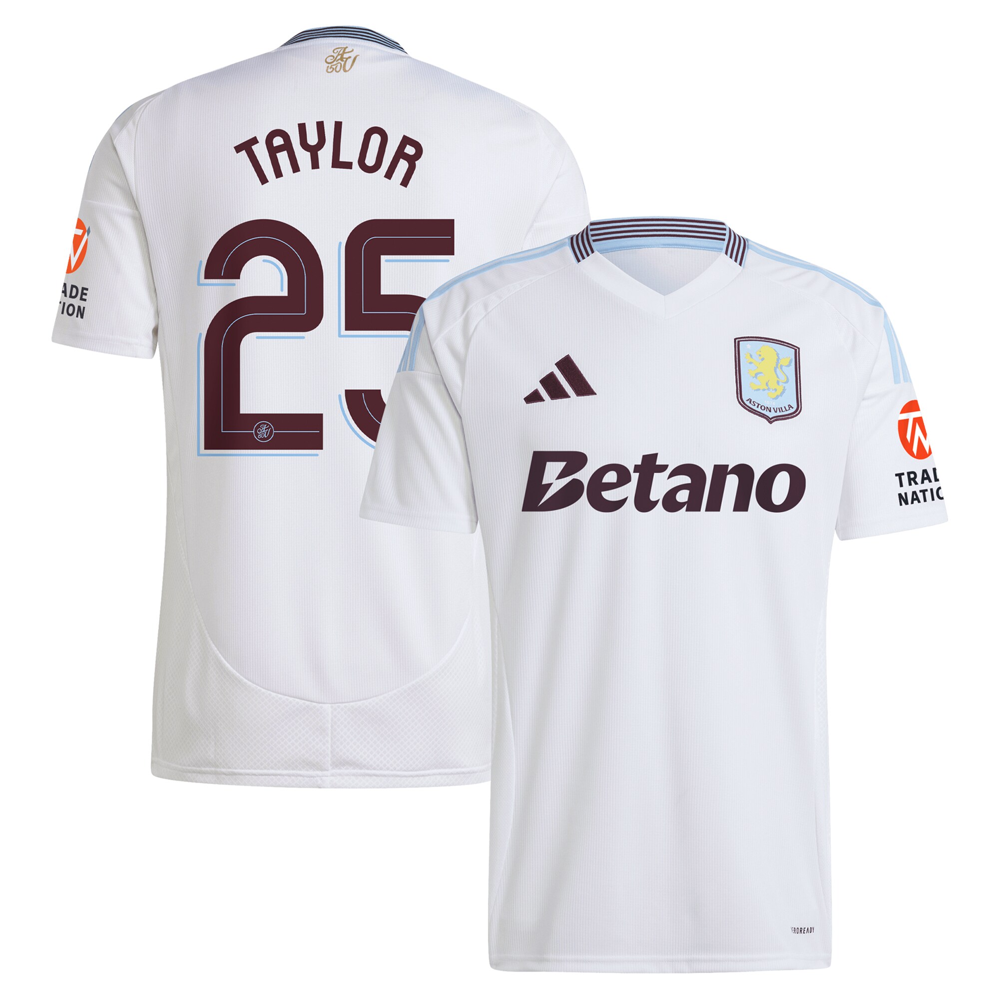 Aston Villa Shirts - aston villa adidas away shirt 2024-25 with taylor 25 cup printing Collection of Official Fan Gear