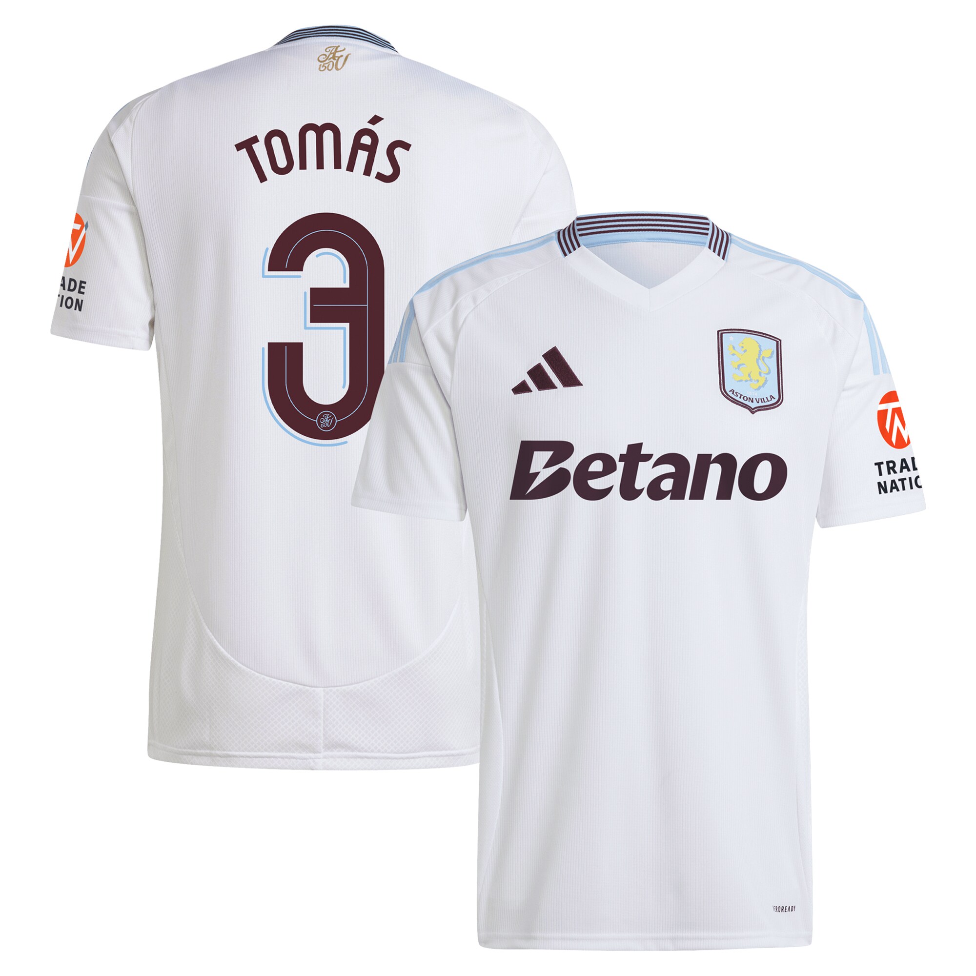 Aston Villa Shirts - aston villa adidas away shirt 2024-25 with tomás 3 cup printing Collection of Official Fan Gear