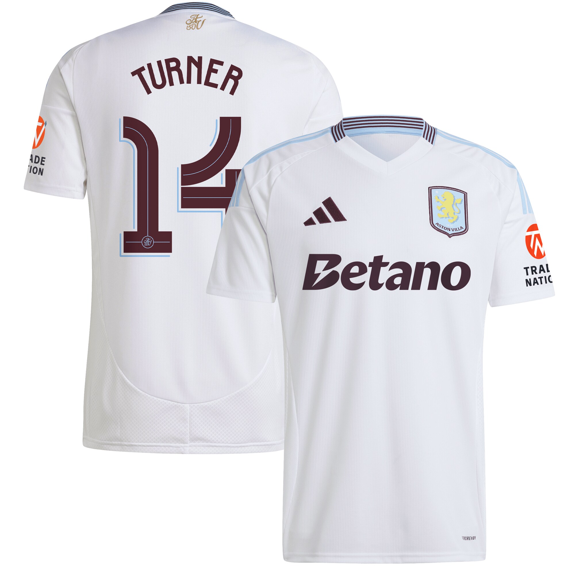 Aston Villa Shirts - aston villa adidas away shirt 2024-25 with turner 14 cup printing Collection of Official Fan Gear