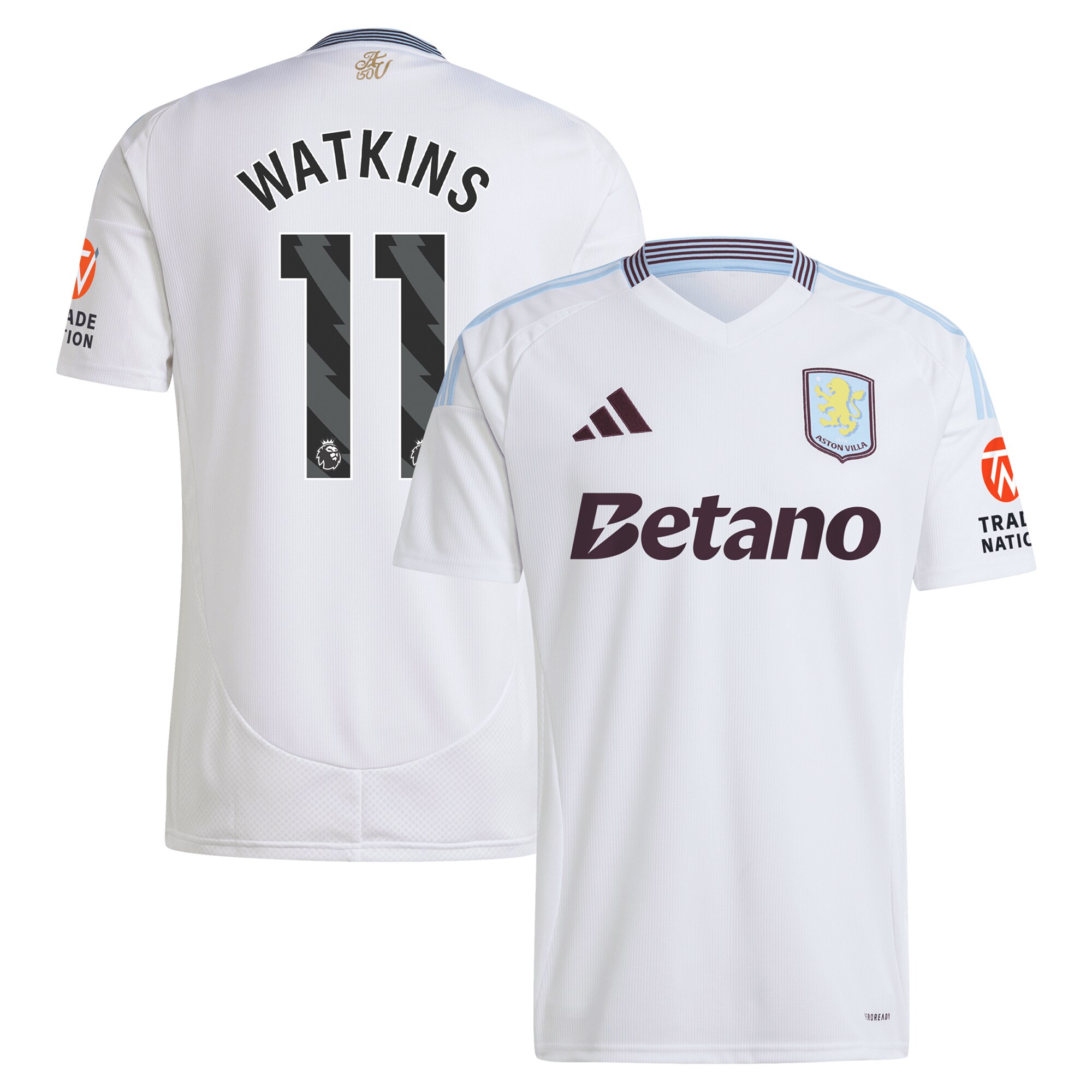Aston Villa Shirts - aston villa adidas away shirt 2024-25 with watkins 11 printing Collection of Official Fan Gear