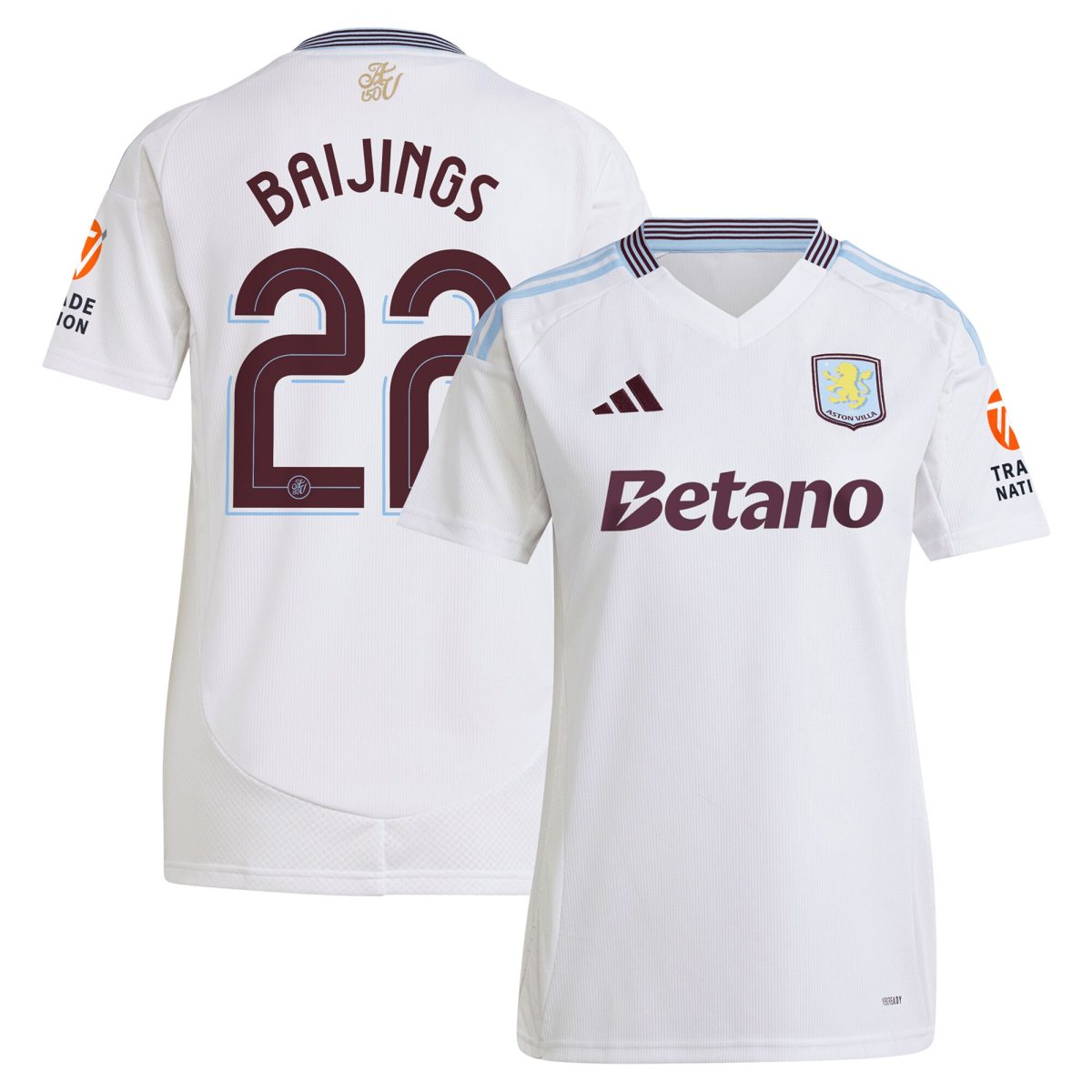 Aston Villa Shirts - aston villa adidas away shirt 2024-25 – womens with baijings 22 cup printing Collection of Official Fan Gear