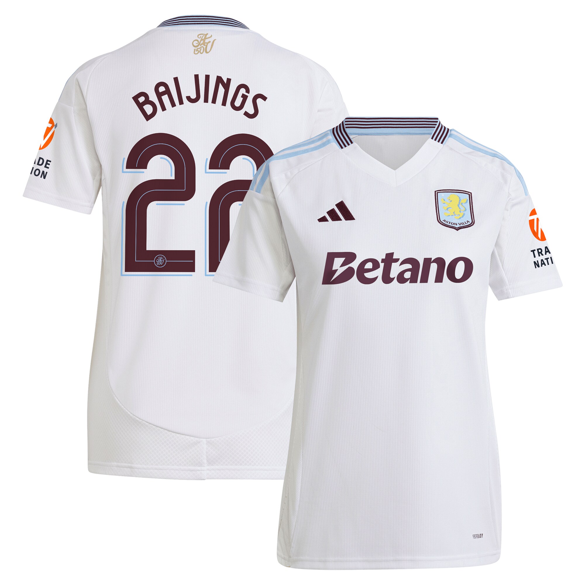 Aston Villa Shirts - aston villa adidas away shirt 2024-25 – womens with baijings 22 cup printing Collection of Official Fan Gear