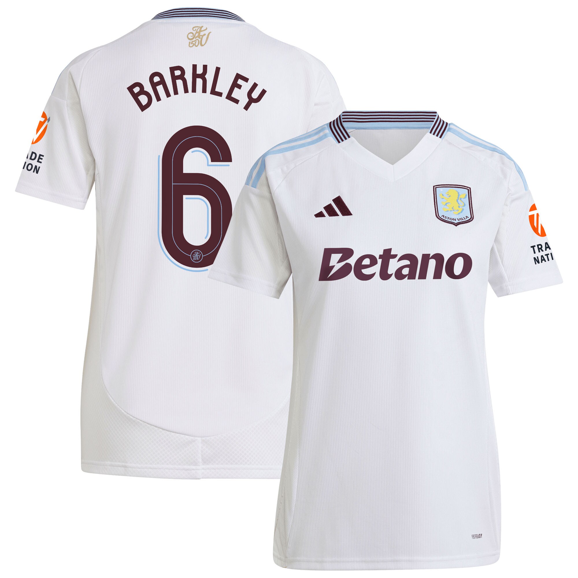 Aston Villa Shirts - aston villa adidas away shirt 2024-25 – womens with barkley 6 cup printing Collection of Official Fan Gear