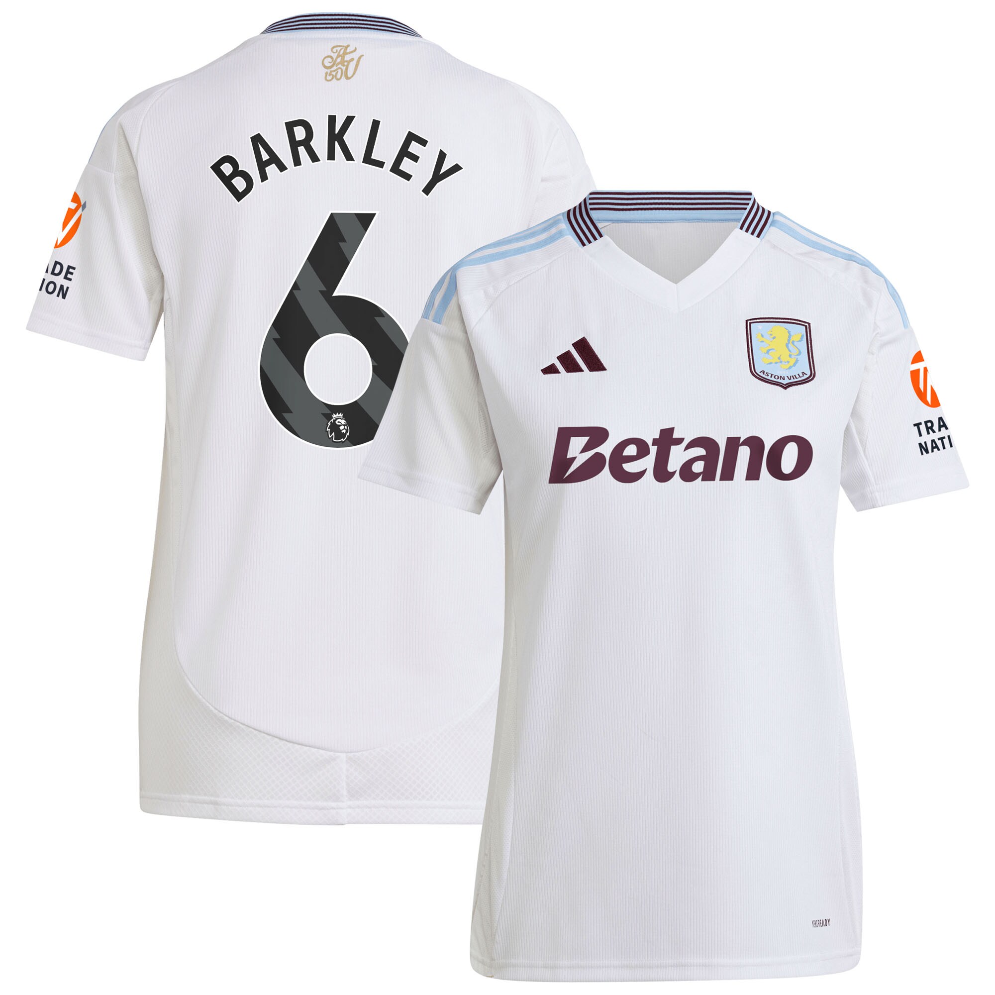 Aston Villa Shirts - aston villa adidas away shirt 2024-25 – womens with barkley 6 printing Collection of Official Fan Gear