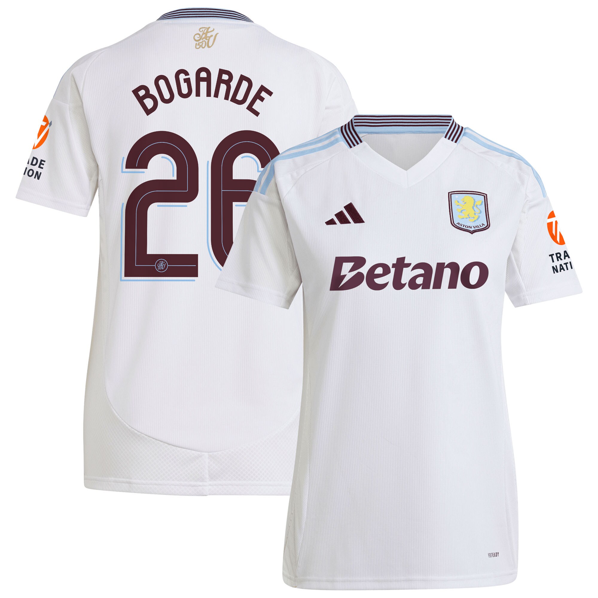 Aston Villa Shirts - aston villa adidas away shirt 2024-25 – womens with bogarde 26 cup printing Collection of Official Fan Gear