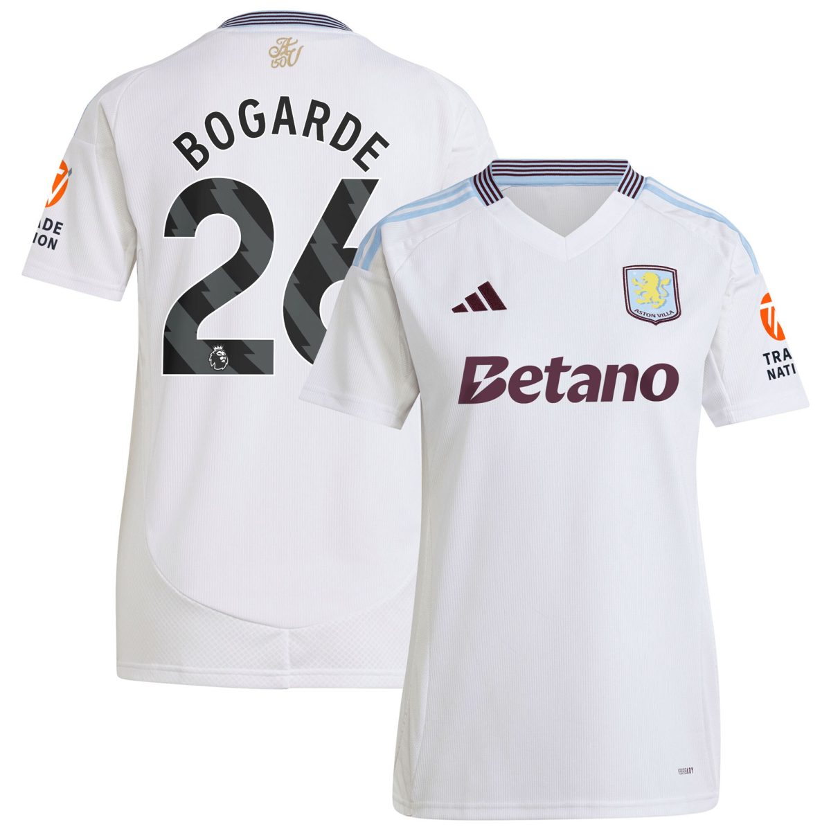 Aston Villa Shirts - aston villa adidas away shirt 2024-25 – womens with bogarde 26 printing Collection of Official Fan Gear