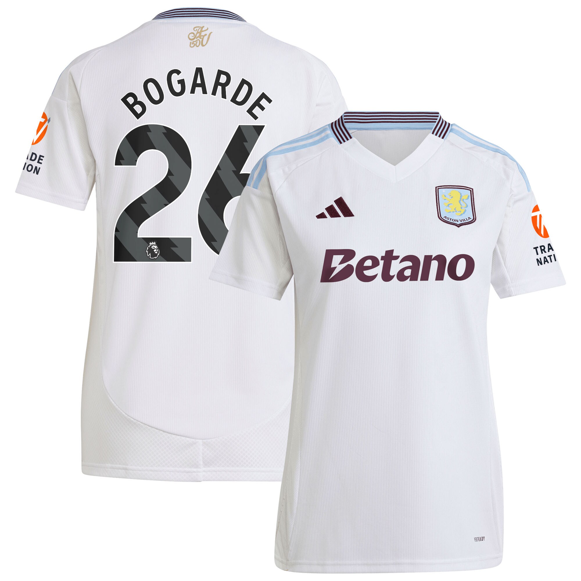 Aston Villa Shirts - aston villa adidas away shirt 2024-25 – womens with bogarde 26 printing Collection of Official Fan Gear