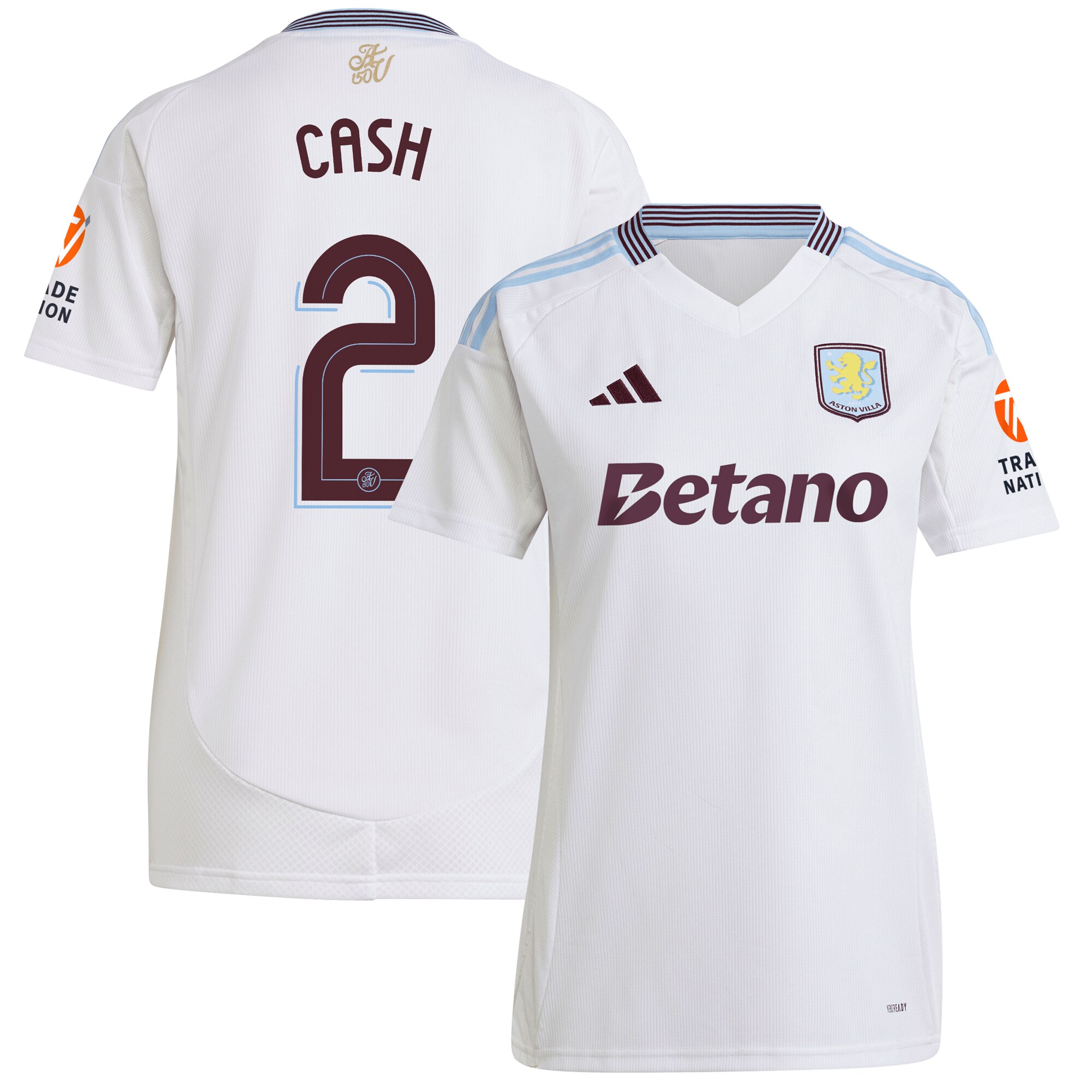 Aston Villa Shirts - aston villa adidas away shirt 2024-25 – womens with cash 2 cup printing Collection of Official Fan Gear