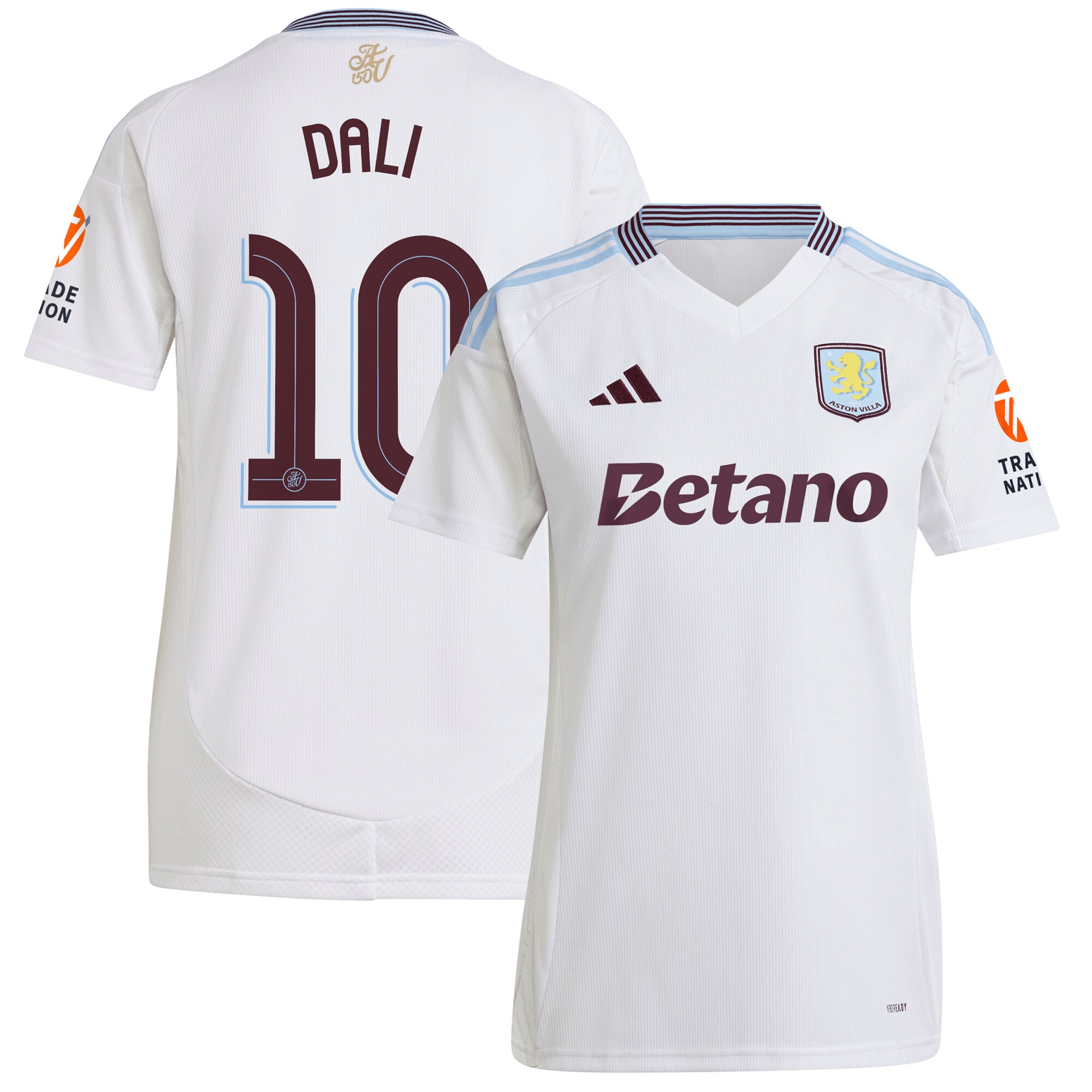 Aston Villa Shirts - aston villa adidas away shirt 2024-25 – womens with dali 10 cup printing Collection of Official Fan Gear