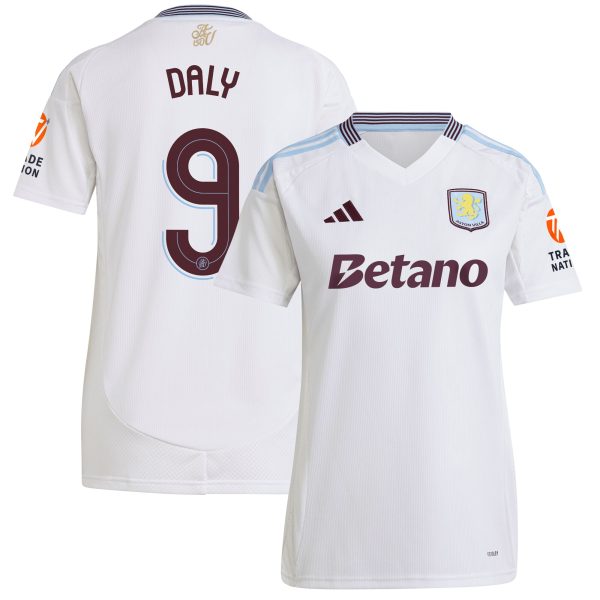 Aston Villa Shirts - aston villa adidas away shirt 2024-25 – womens with daly 9 cup printing Collection of Official Fan Gear