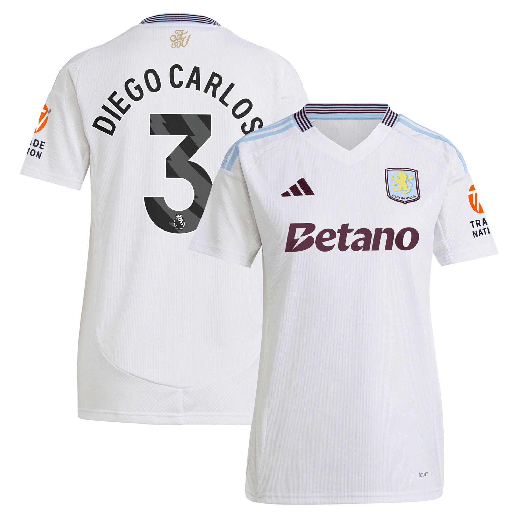 Aston Villa Shirts - aston villa adidas away shirt 2024-25 – womens with diego carlos 3 printing Collection of Official Fan Gear