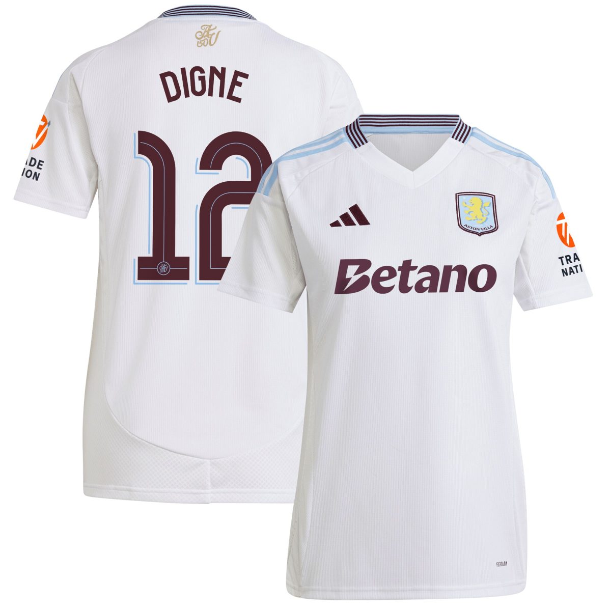 Aston Villa Shirts - aston villa adidas away shirt 2024-25 – womens with digne 12 cup printing Collection of Official Fan Gear