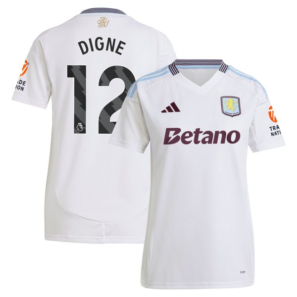 Aston Villa Shirts - aston villa adidas away shirt 2024-25 – womens with digne 12 printing Collection of Official Fan Gear