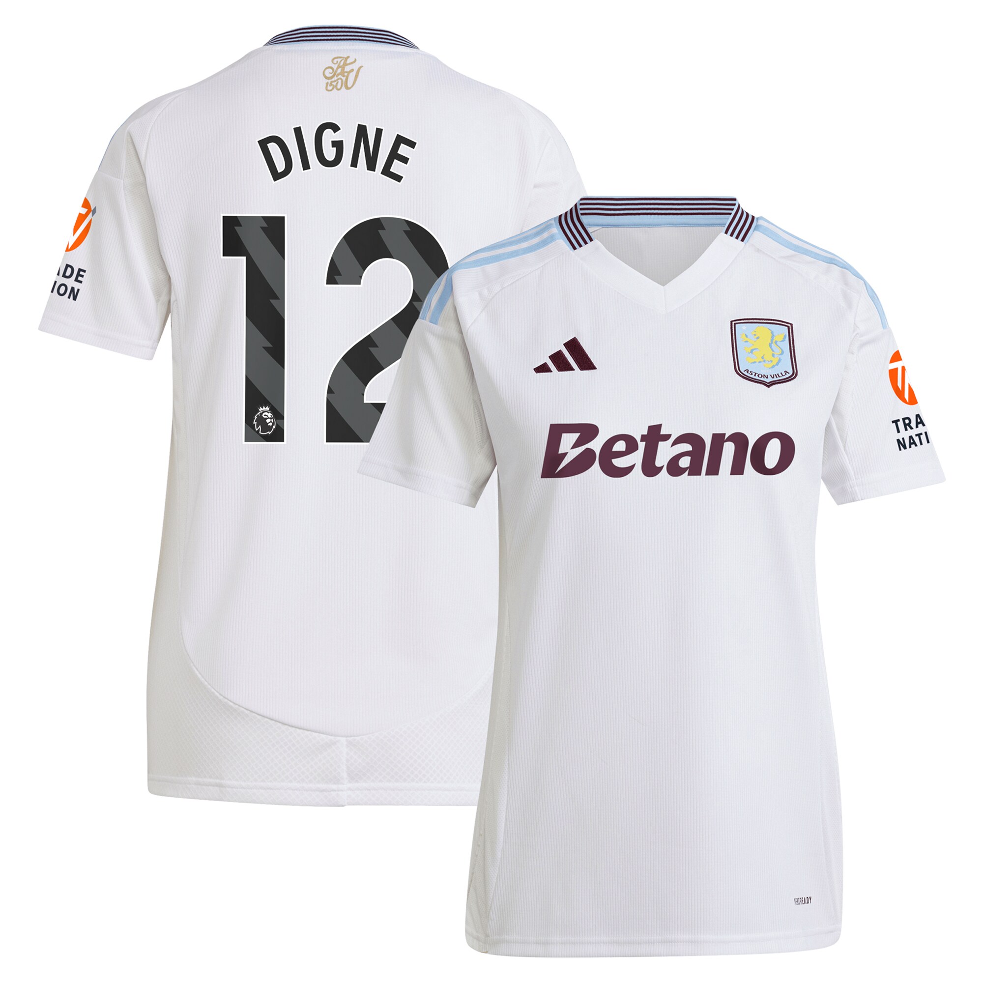 Aston Villa Shirts - aston villa adidas away shirt 2024-25 – womens with digne 12 printing Collection of Official Fan Gear