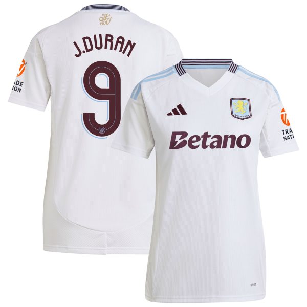 Aston Villa Shirts - aston villa adidas away shirt 2024-25 – womens with duran 9 cup printing Collection of Official Fan Gear