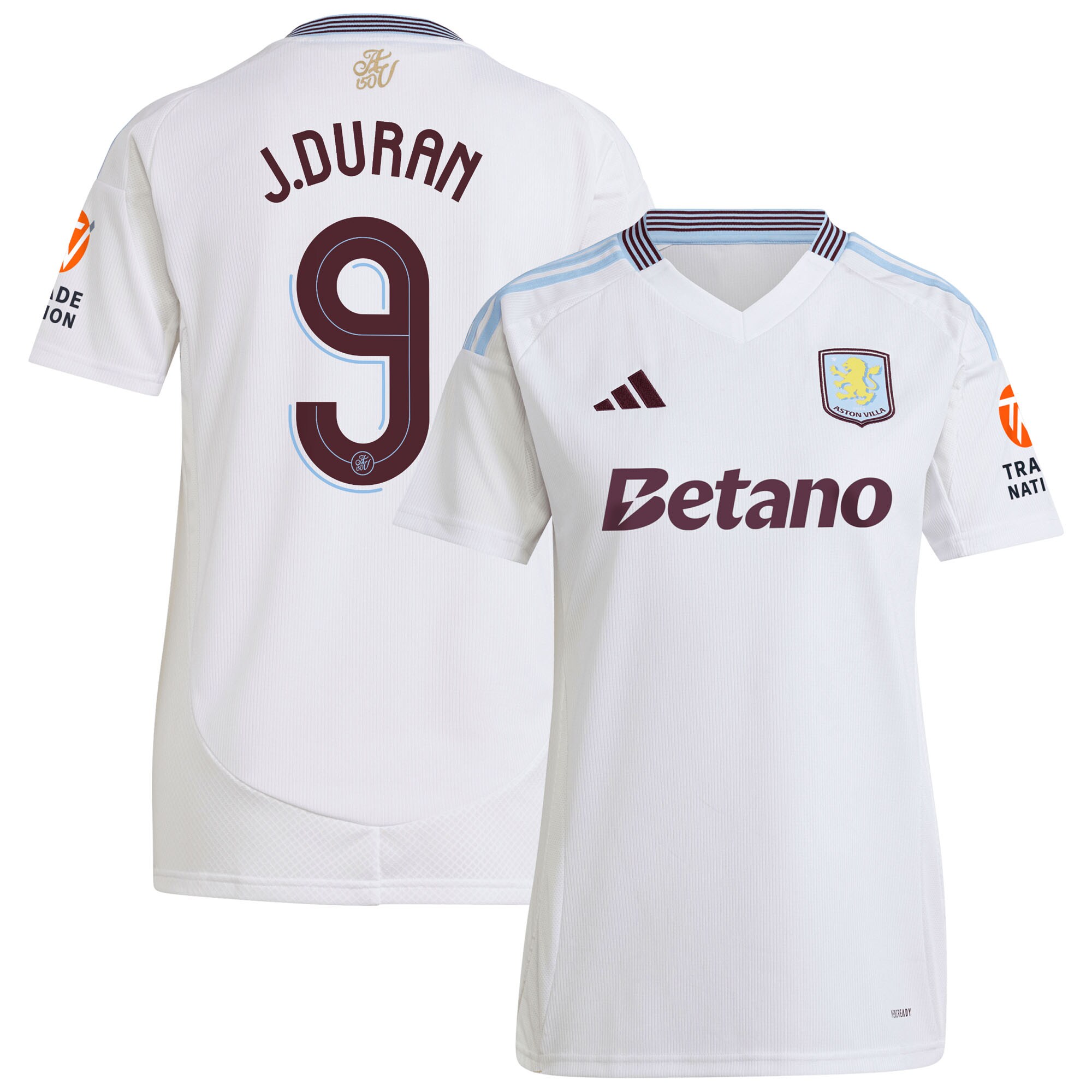 Aston Villa Shirts - aston villa adidas away shirt 2024-25 – womens with duran 9 cup printing Collection of Official Fan Gear