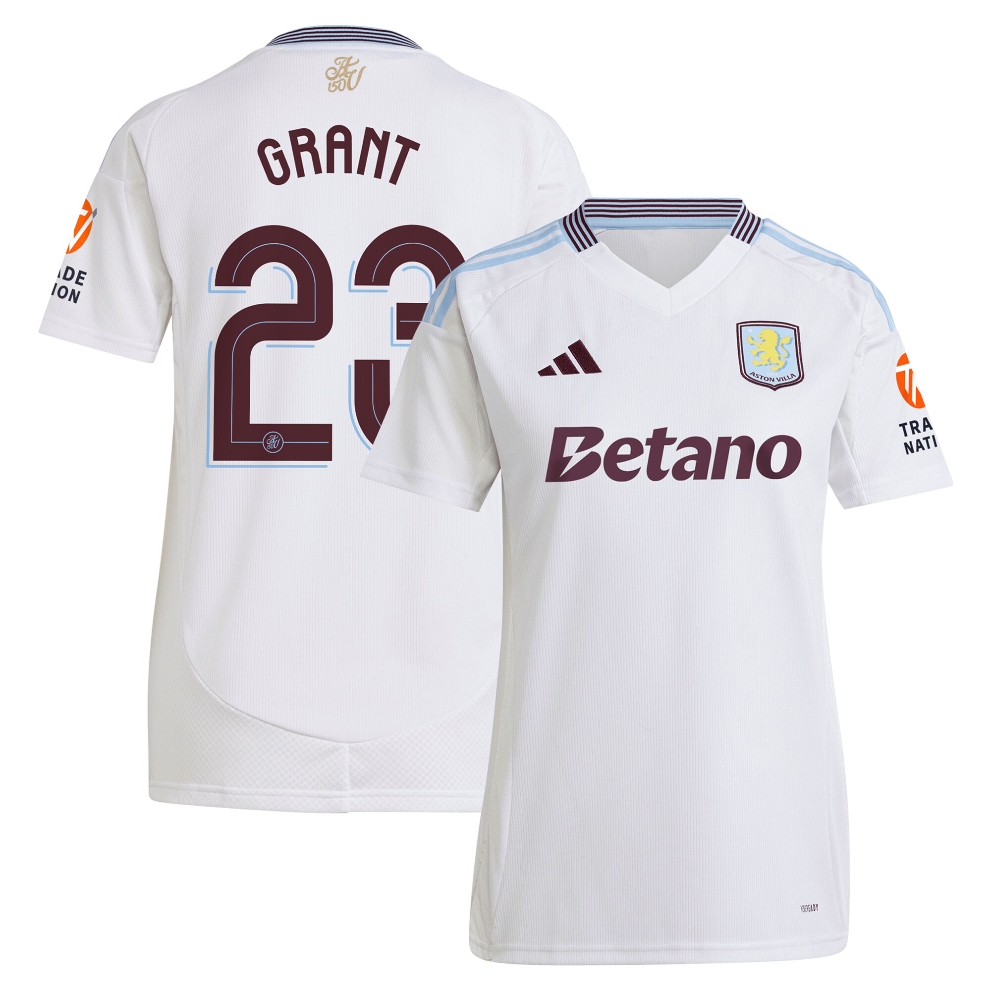 Aston Villa Shirts - aston villa adidas away shirt 2024-25 – womens with grant 23 cup printing Collection of Official Fan Gear