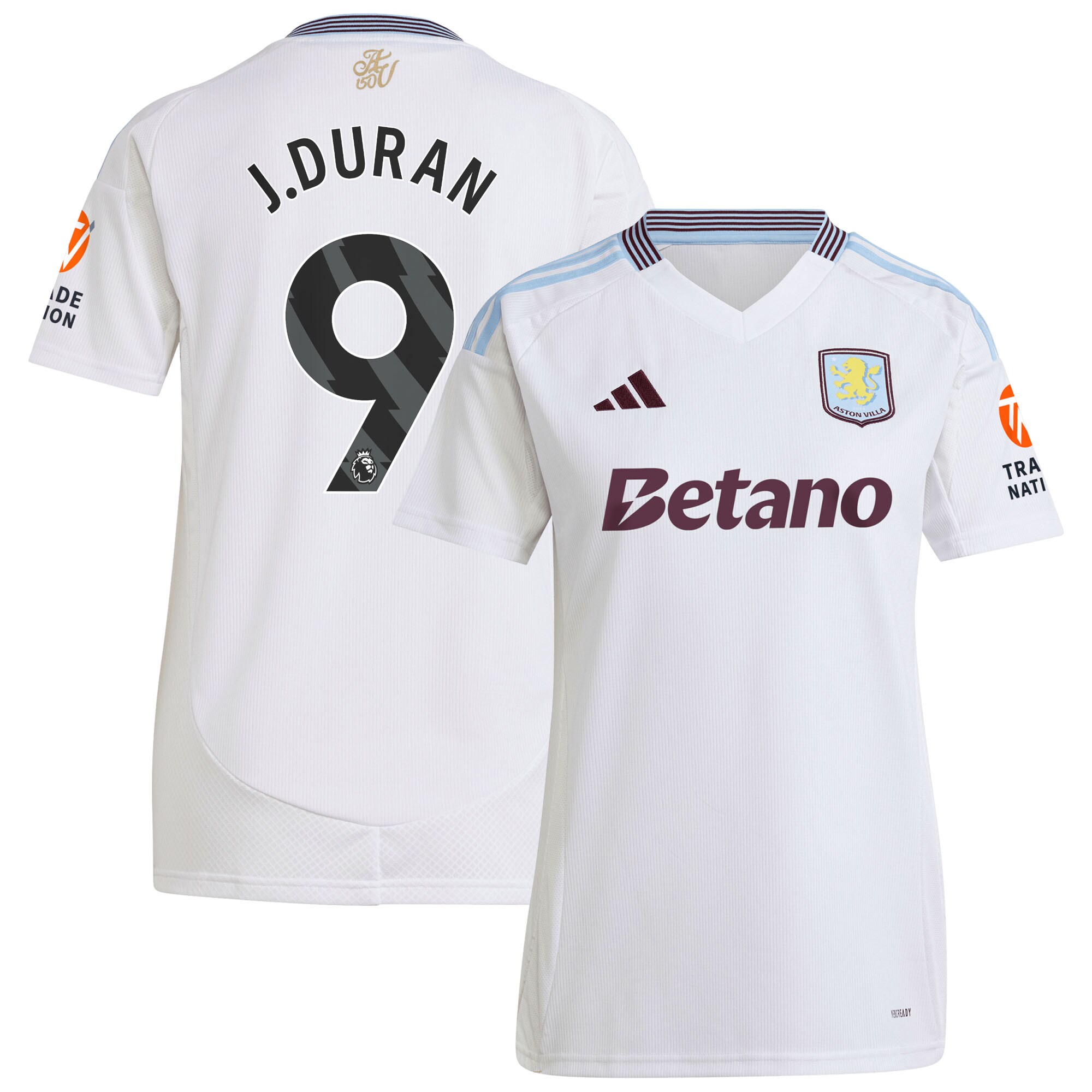 Aston Villa Shirts - aston villa adidas away shirt 2024-25 – womens with j.duran 9 printing Collection of Official Fan Gear