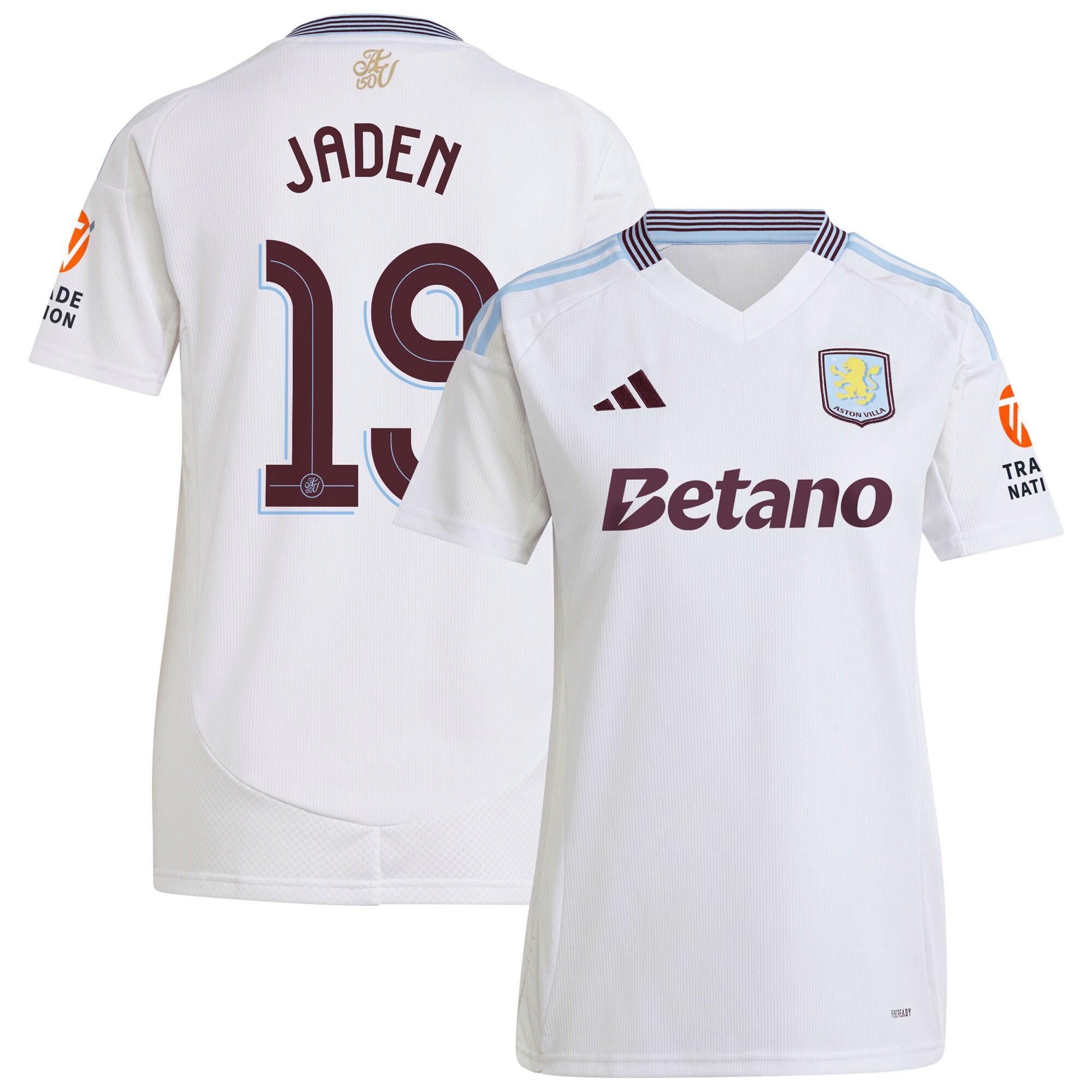 Aston Villa Shirts - aston villa adidas away shirt 2024-25 – womens with jaden 19 cup printing Collection of Official Fan Gear