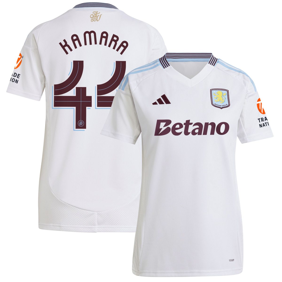 Aston Villa Shirts - aston villa adidas away shirt 2024-25 – womens with kamara 44 cup printing Collection of Official Fan Gear